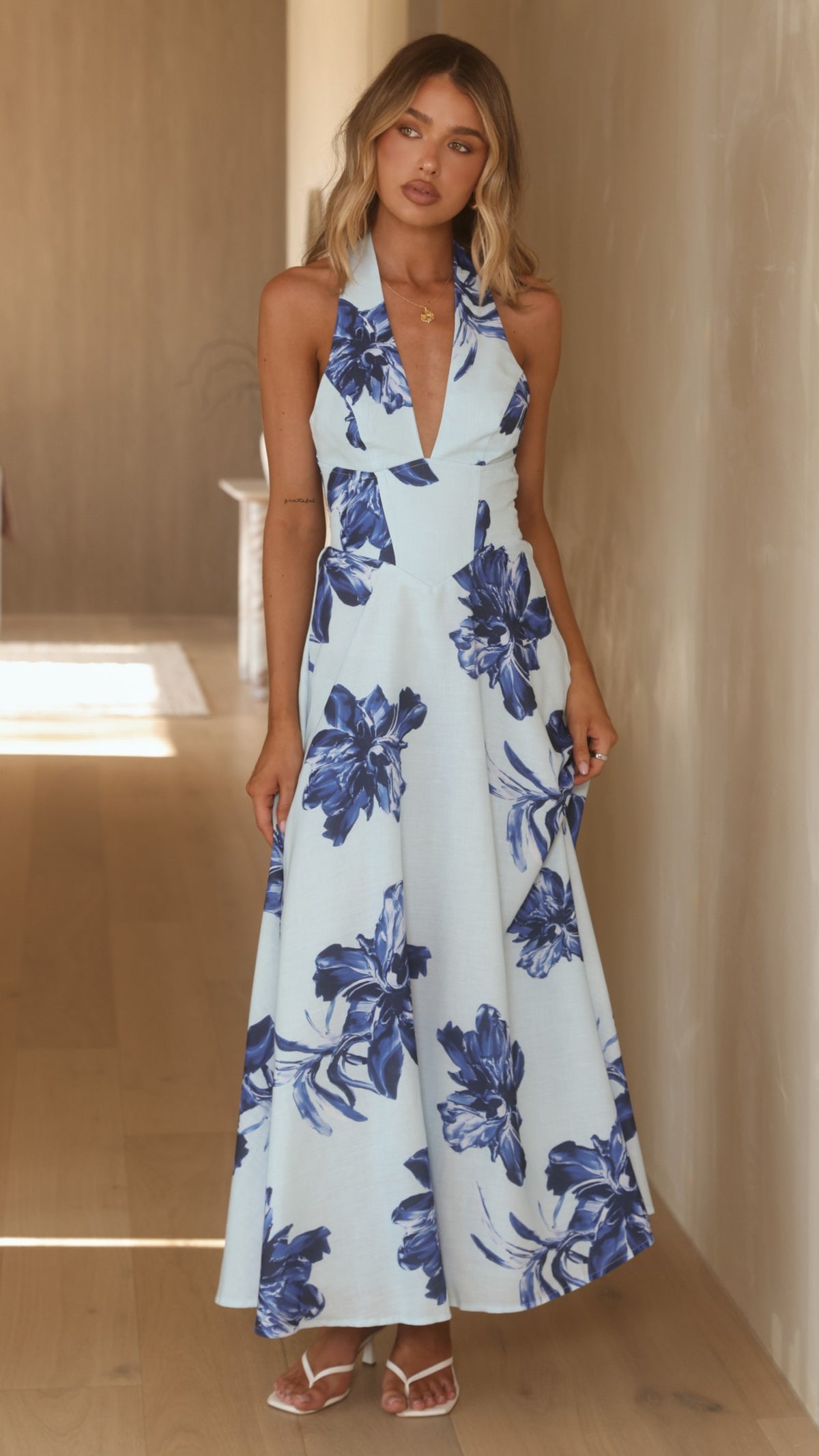 Skye Maxi Dress - Baby Blue Floral - Billy J