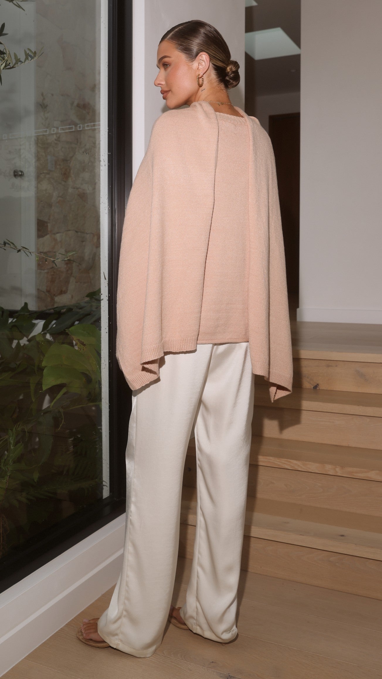 Jazmine Knitted Sweater and Scarf - Peach - Billy J