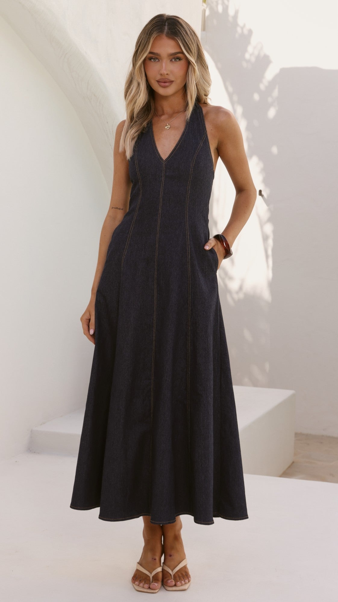 Alliana Maxi Dress - Dark Denim - Billy J