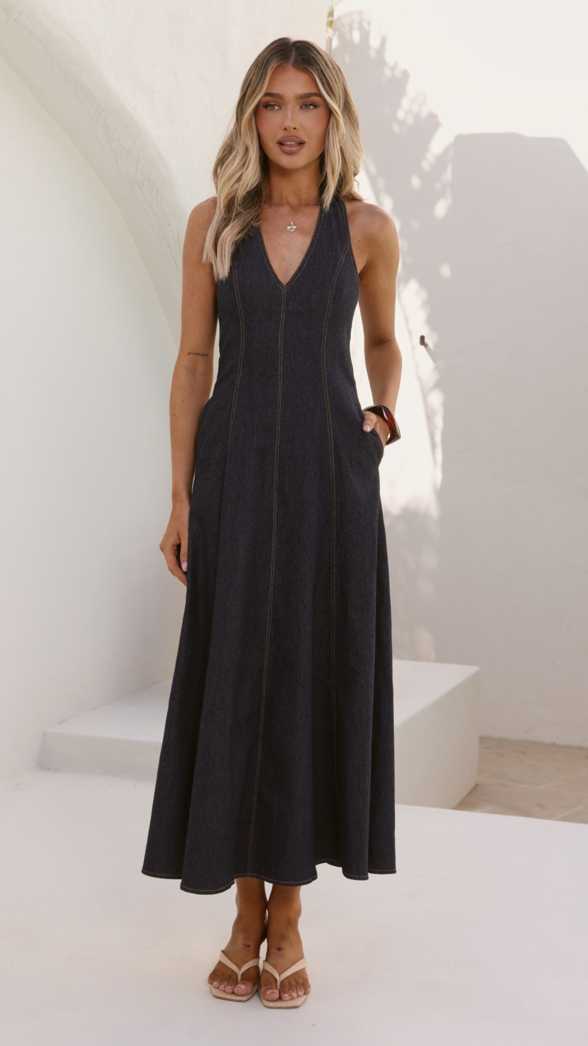 Alliana Maxi Dress - Dark Denim - Billy J