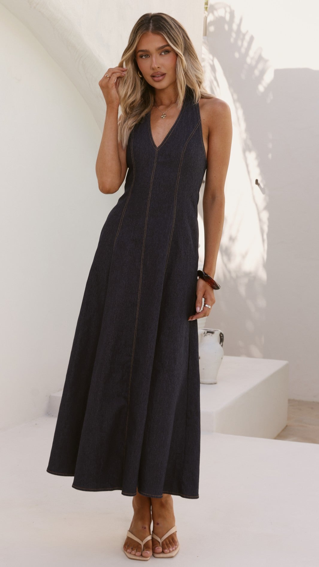 Alliana Maxi Dress - Dark Denim - Billy J