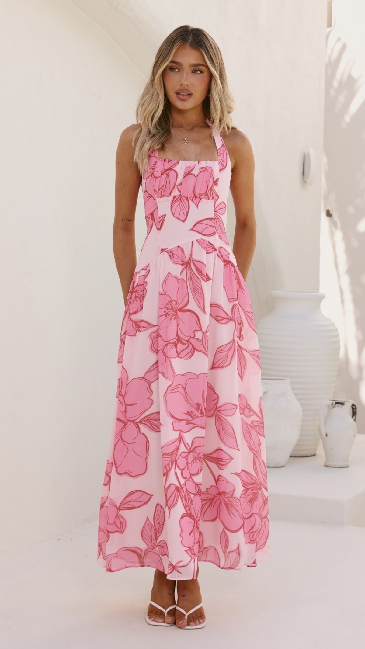 Blase Maxi Dress - Pink Floral - Billy J