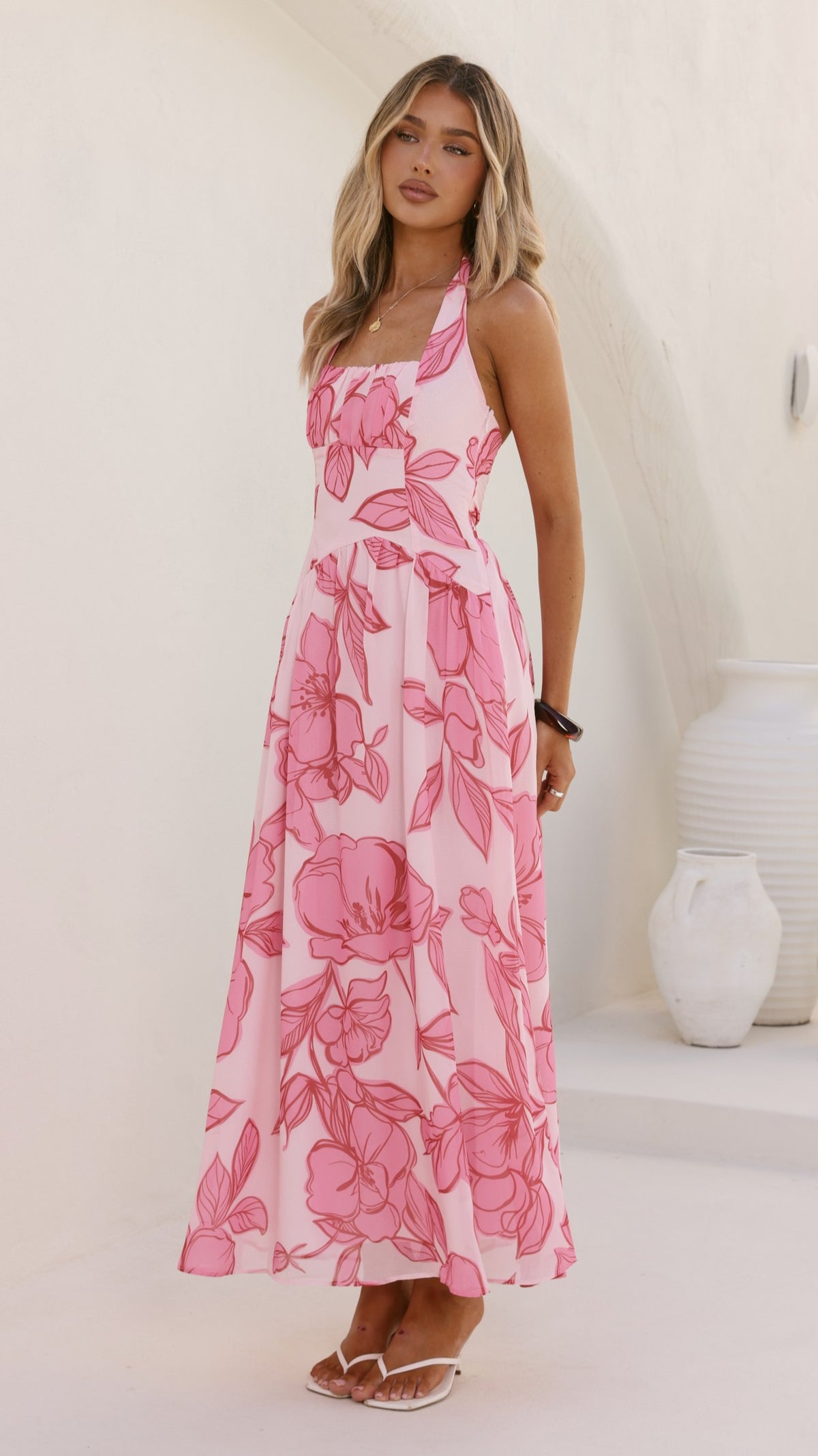 Blase Maxi Dress - Pink Floral - Billy J