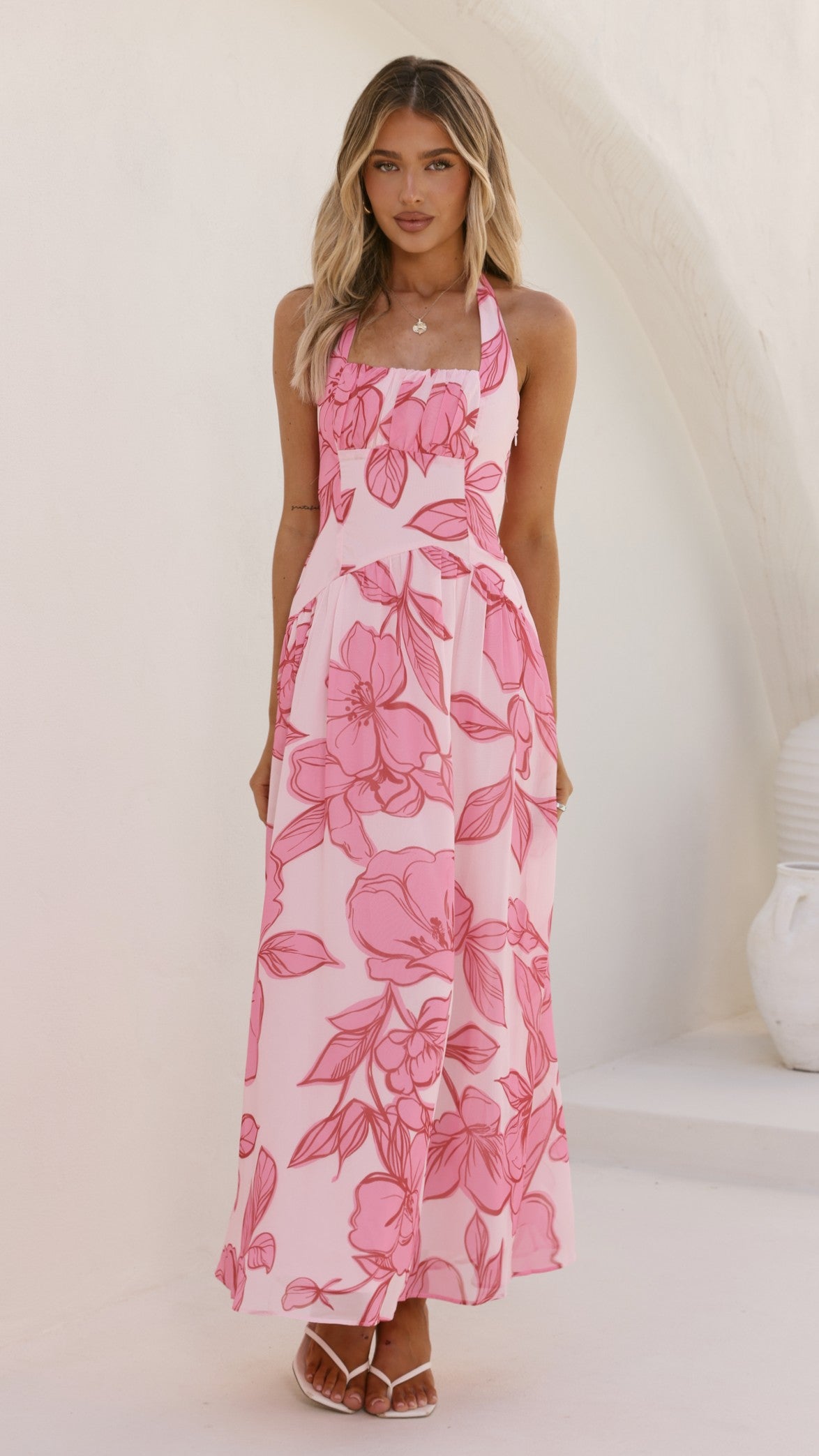 Blase Maxi Dress - Pink Floral - Billy J