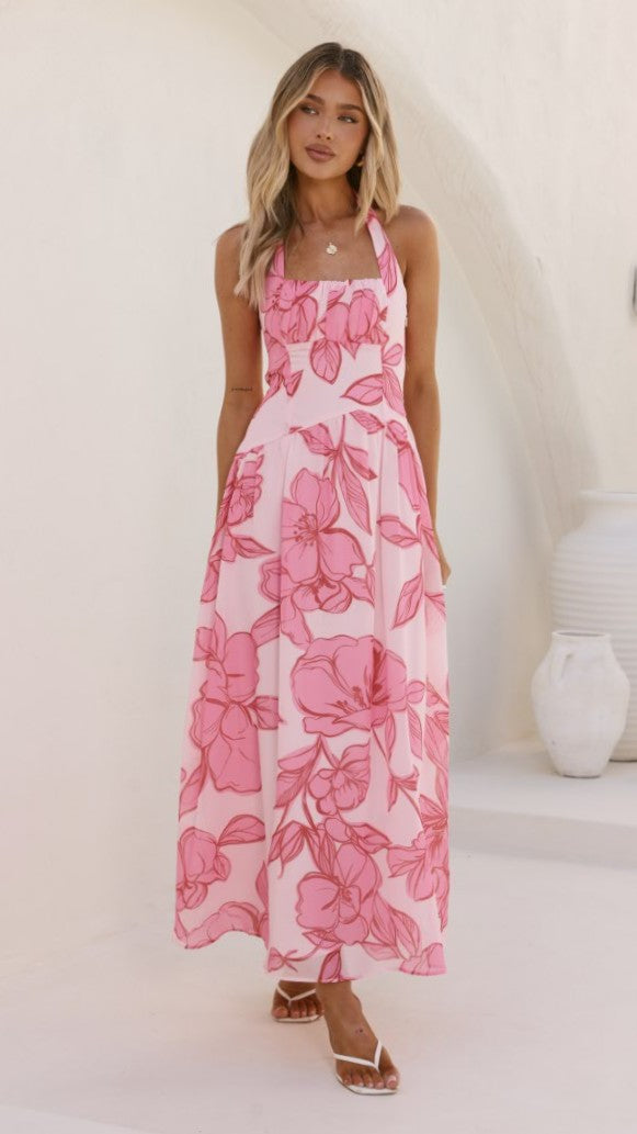 Blase Maxi Dress - Pink Floral - Billy J