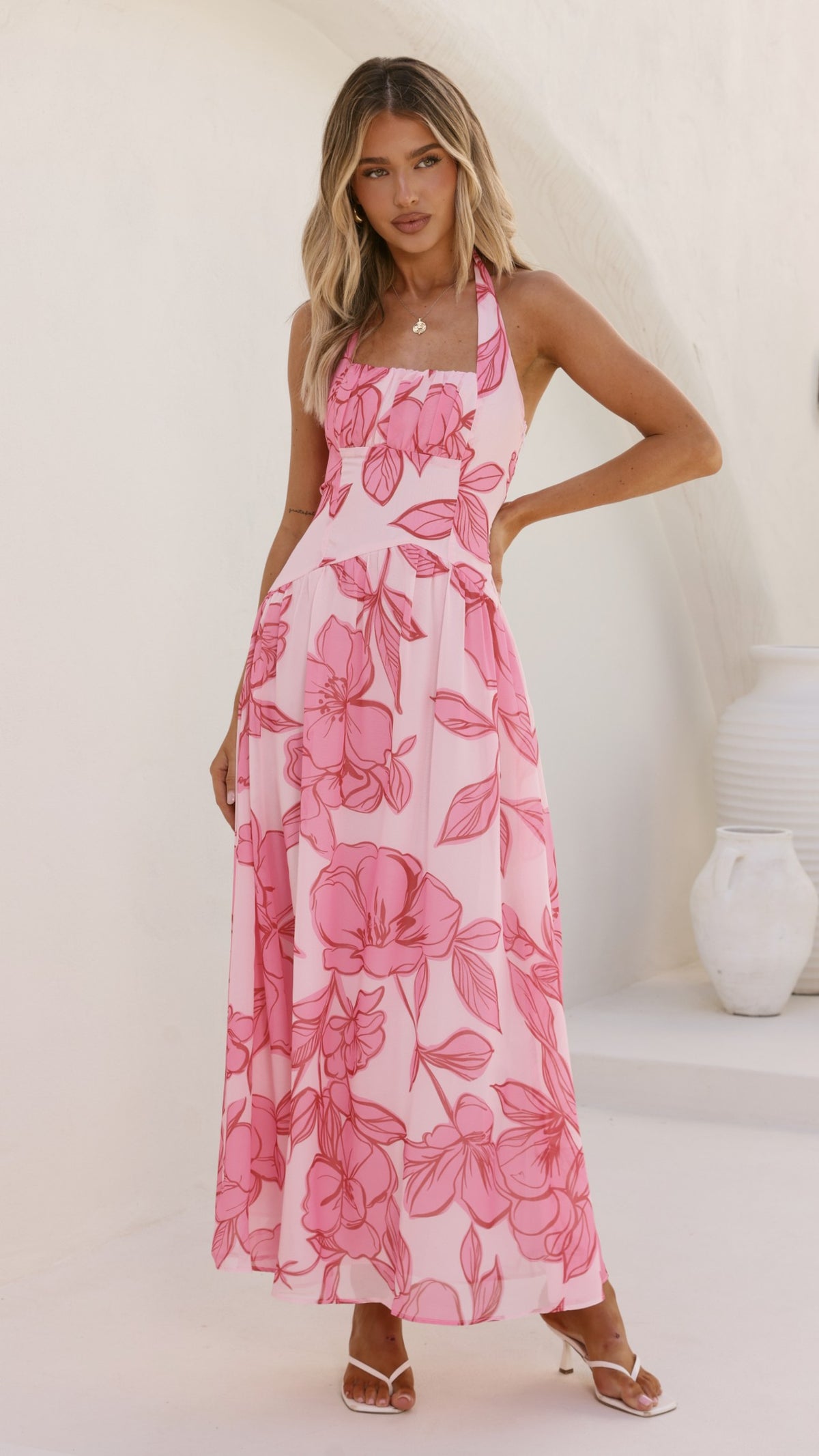 Blase Maxi Dress - Pink Floral - Billy J