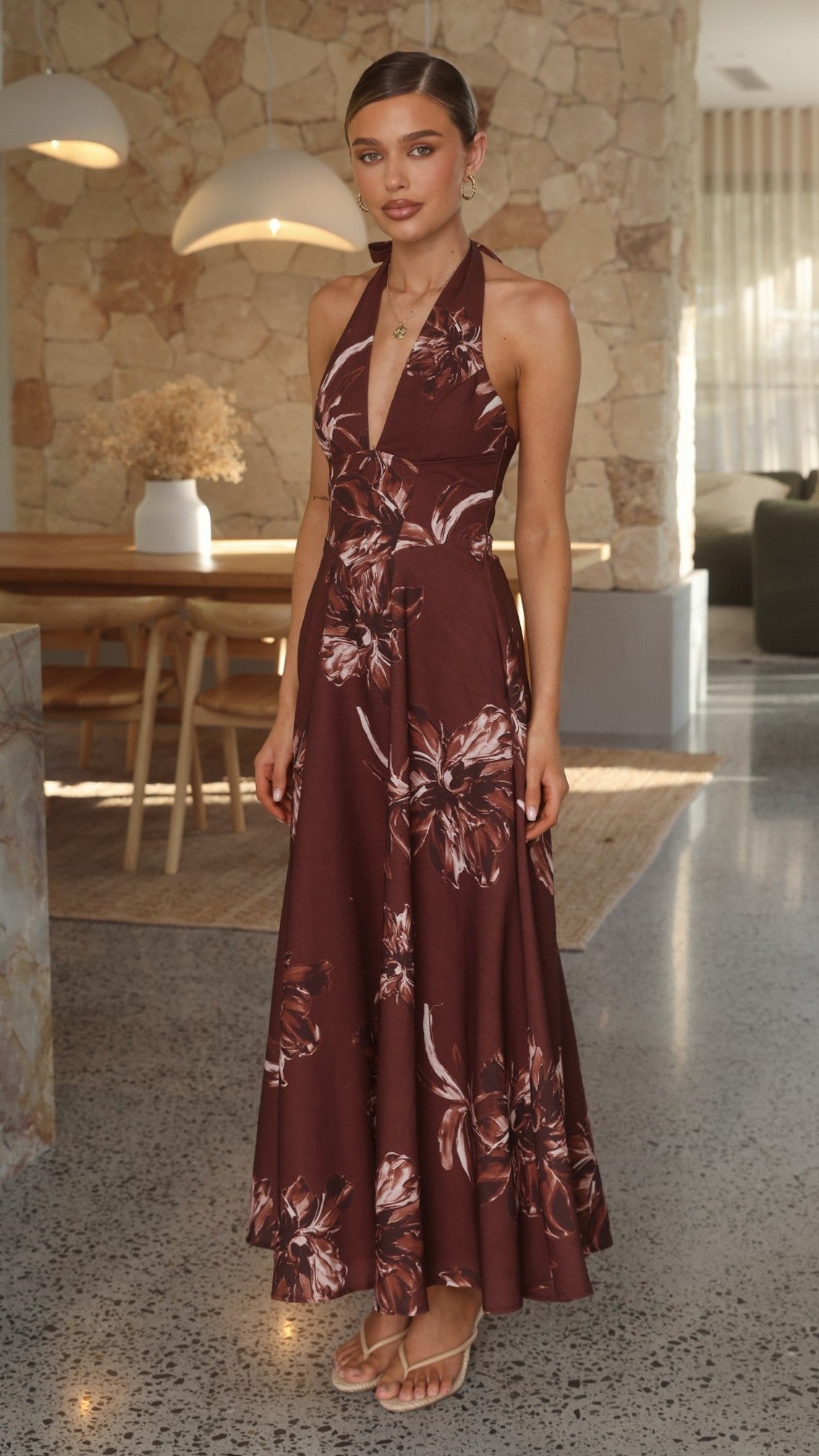 Skye Maxi Dress - Chocolate Flower - Billy J