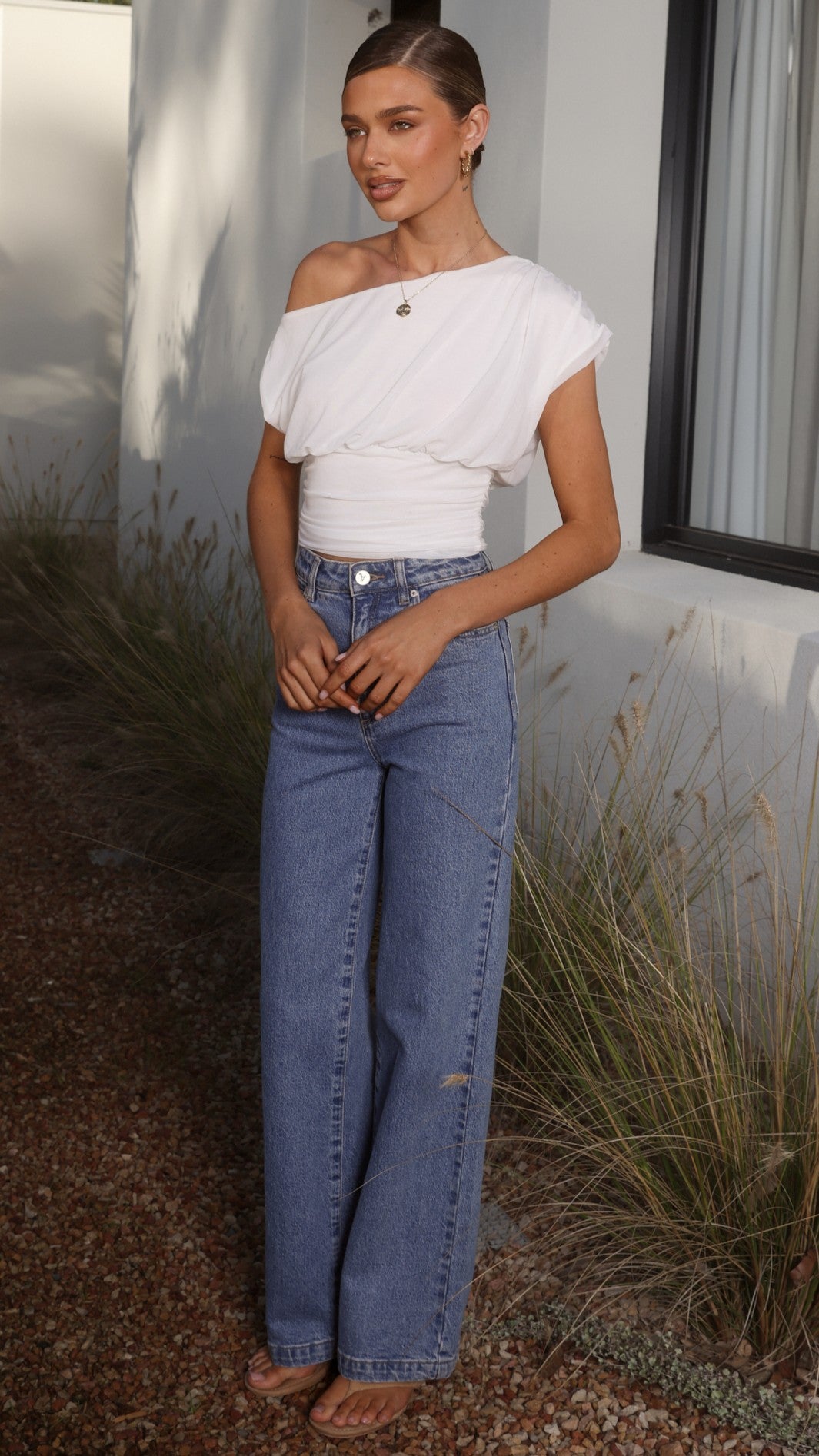 Debby Off Shoulder Top - White - Billy J