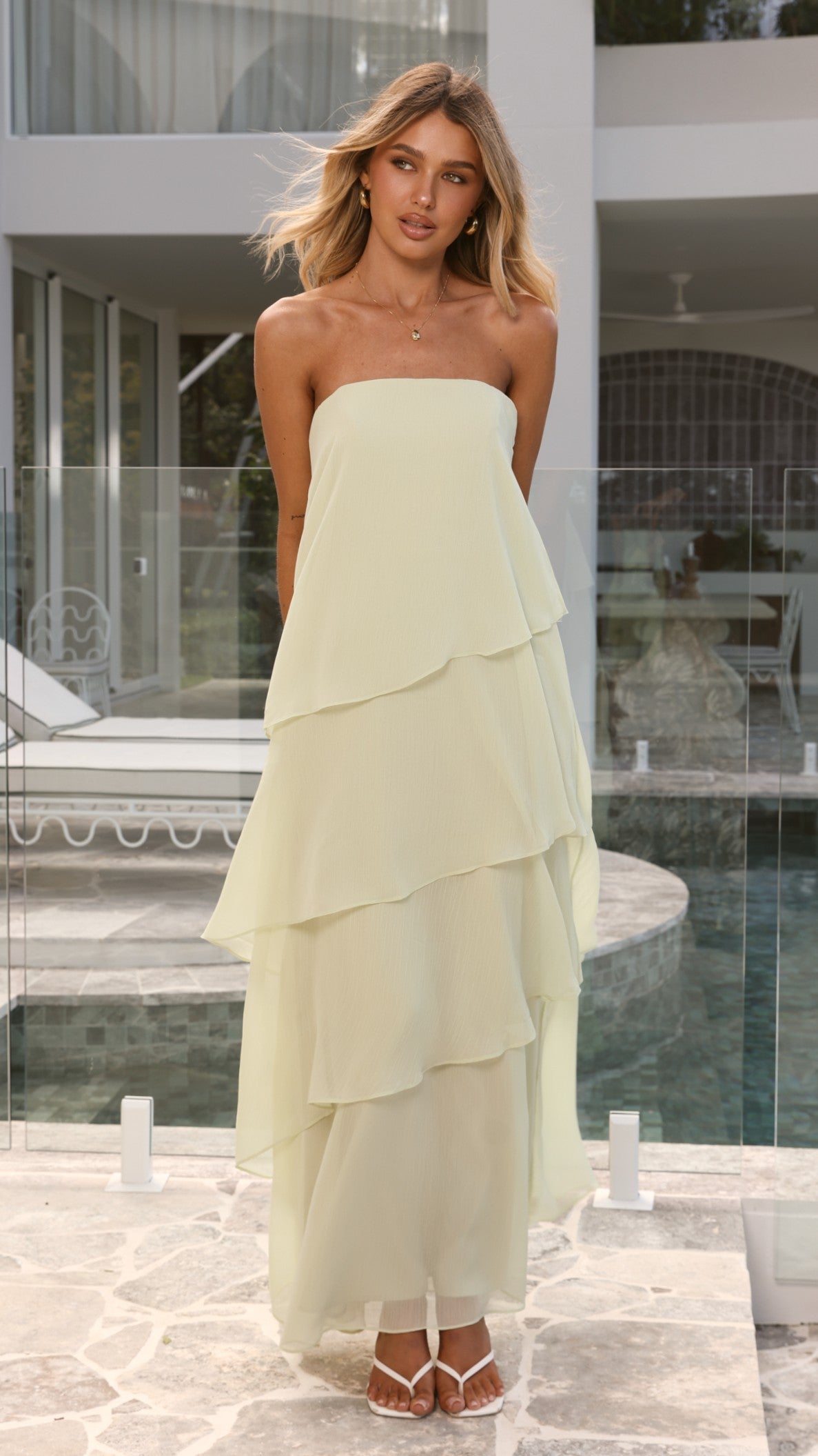 Daisie Strapless Maxi Dress - Sage - Billy J