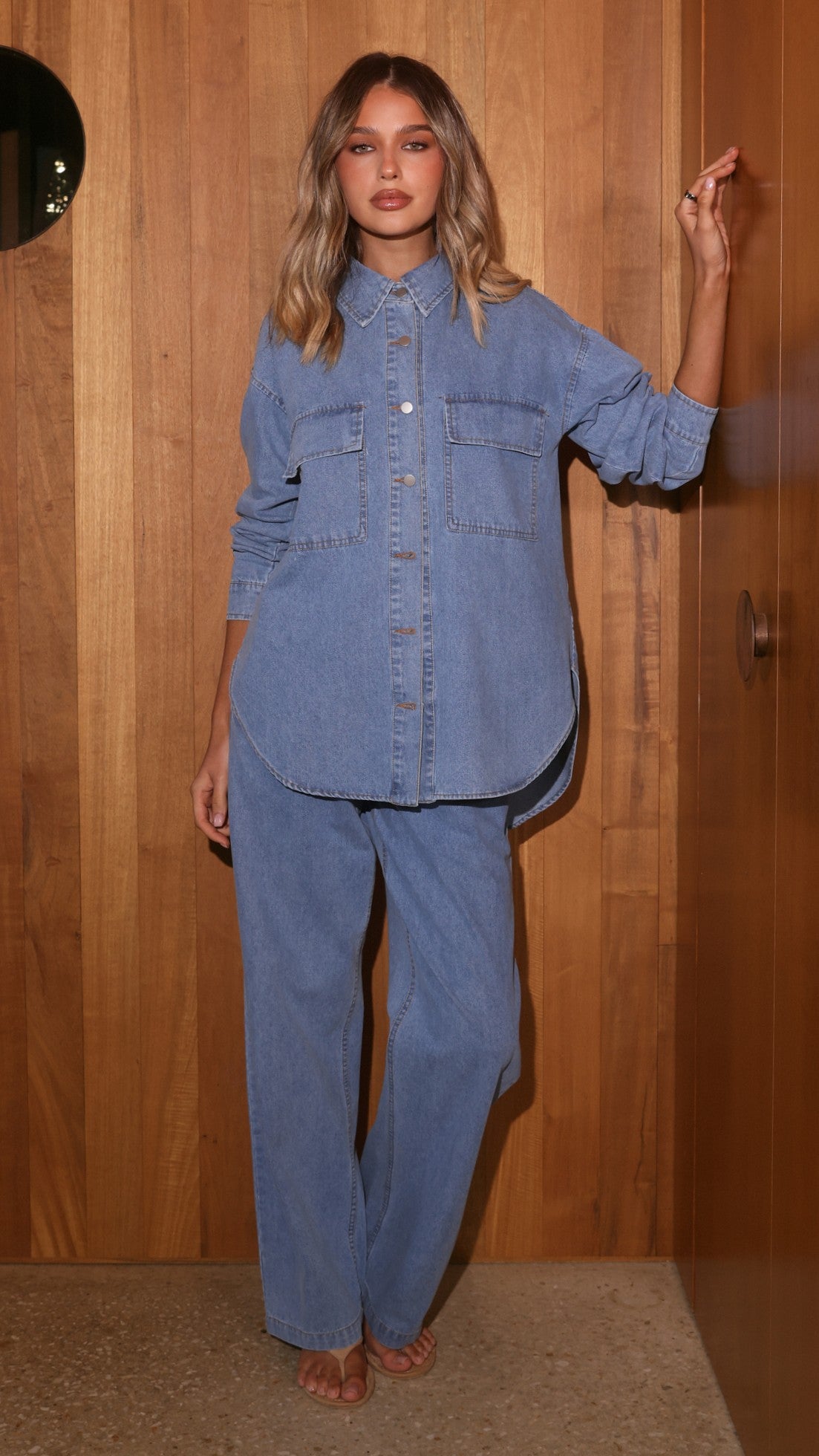 Zenia Long Sleeve Denim Shirt - Light Blue - Billy J