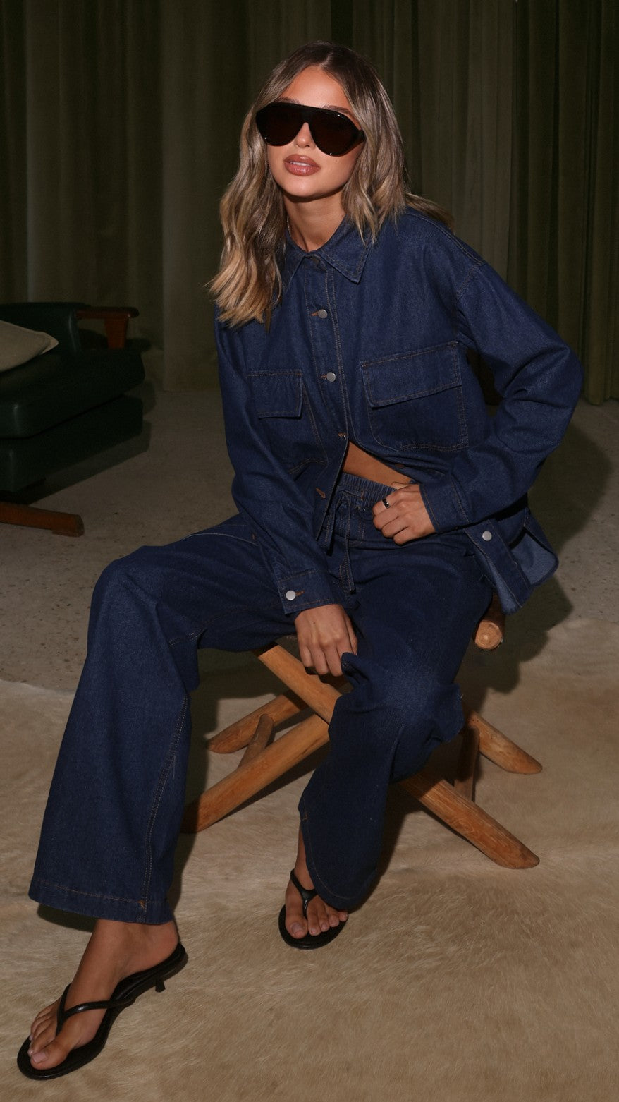 Zenia Denim Pants - Dark Blue - Billy J