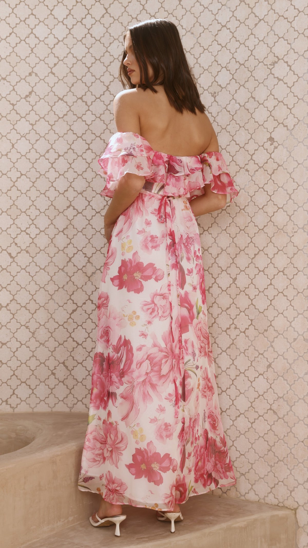 Adele Maxi Dress - Pink Floral - Billy J