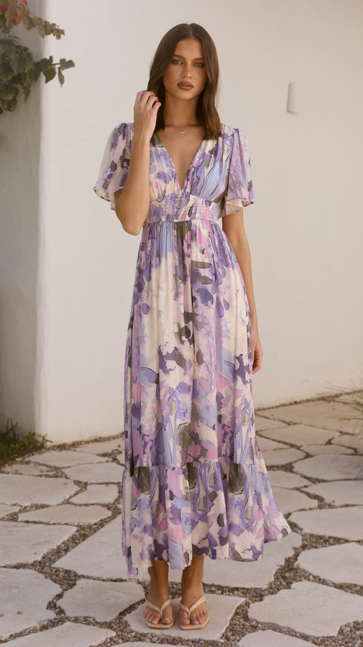 Ines Maxi Dress- Purple Print - Billy J