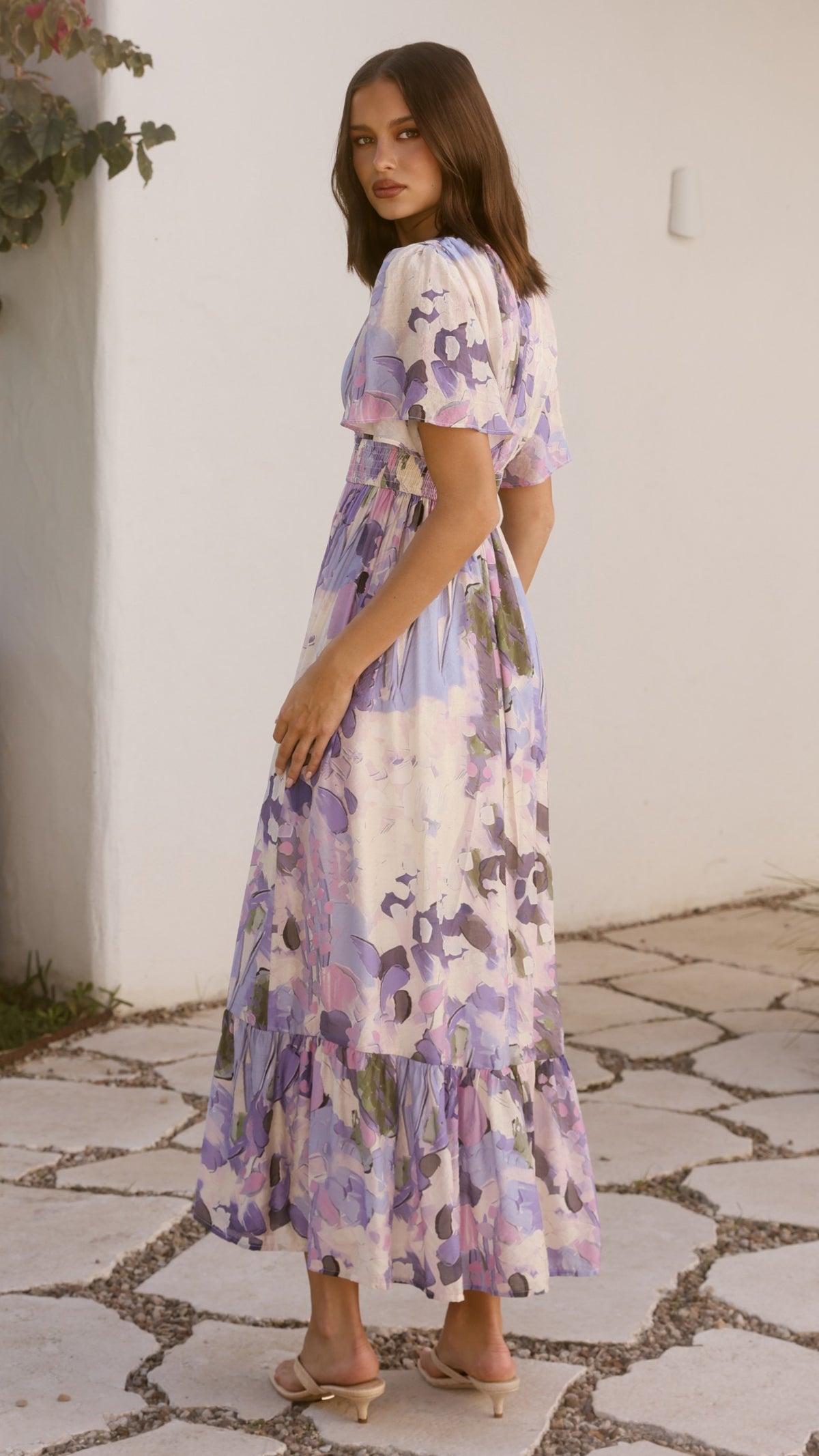Ines Maxi Dress- Purple Print - Billy J