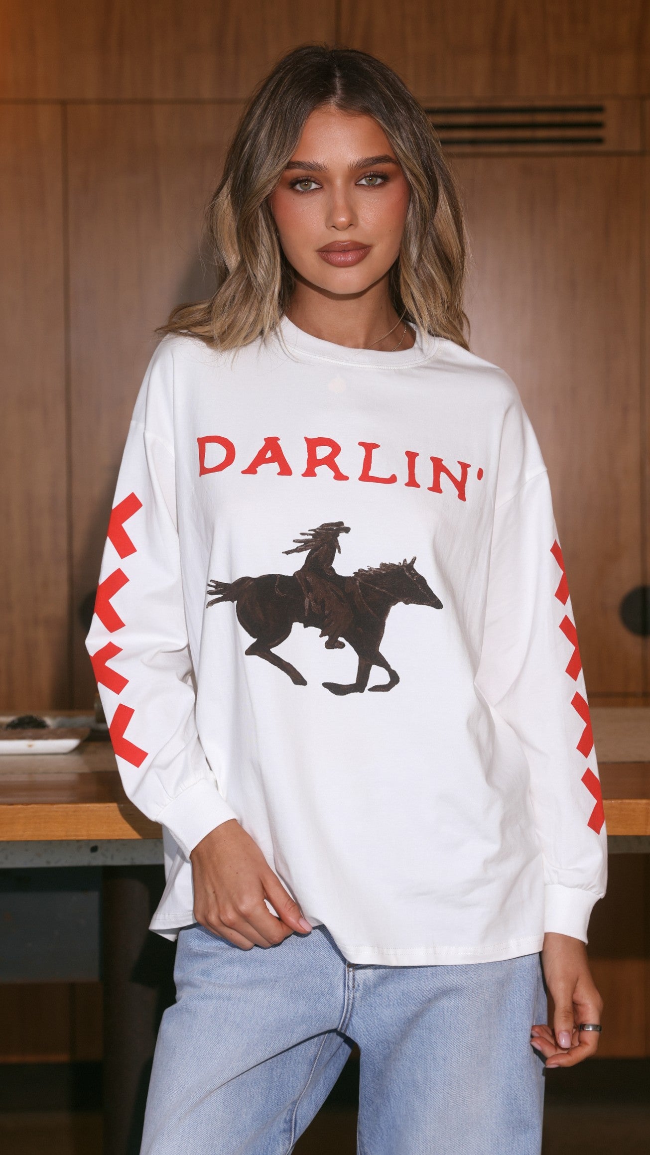 Darlin Long Sleeve T-Shirt - White - Billy J