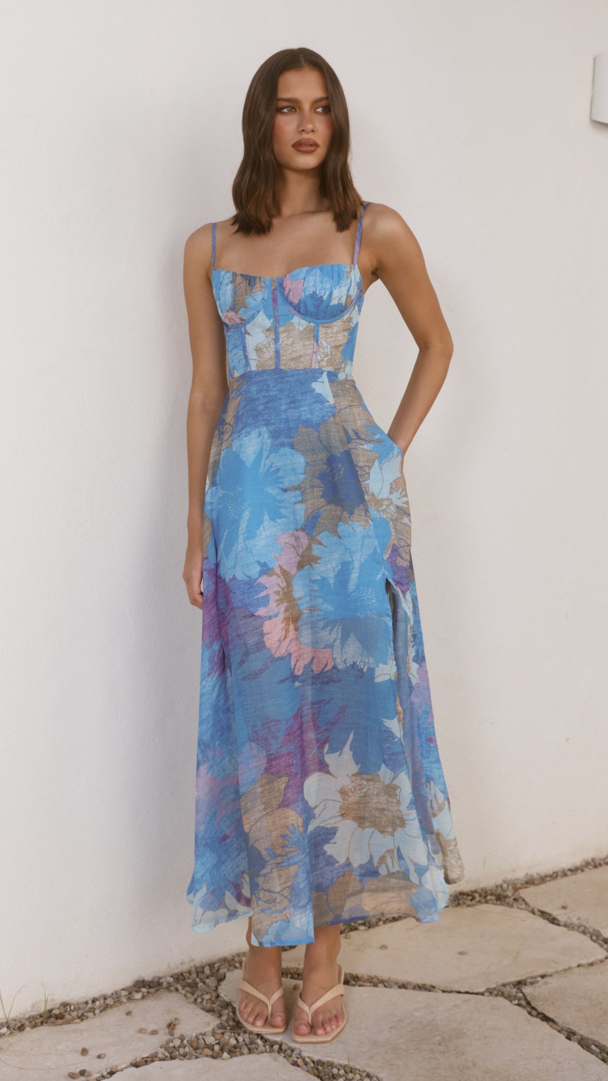Rahima Maxi Dress - Blue Floral - Billy J