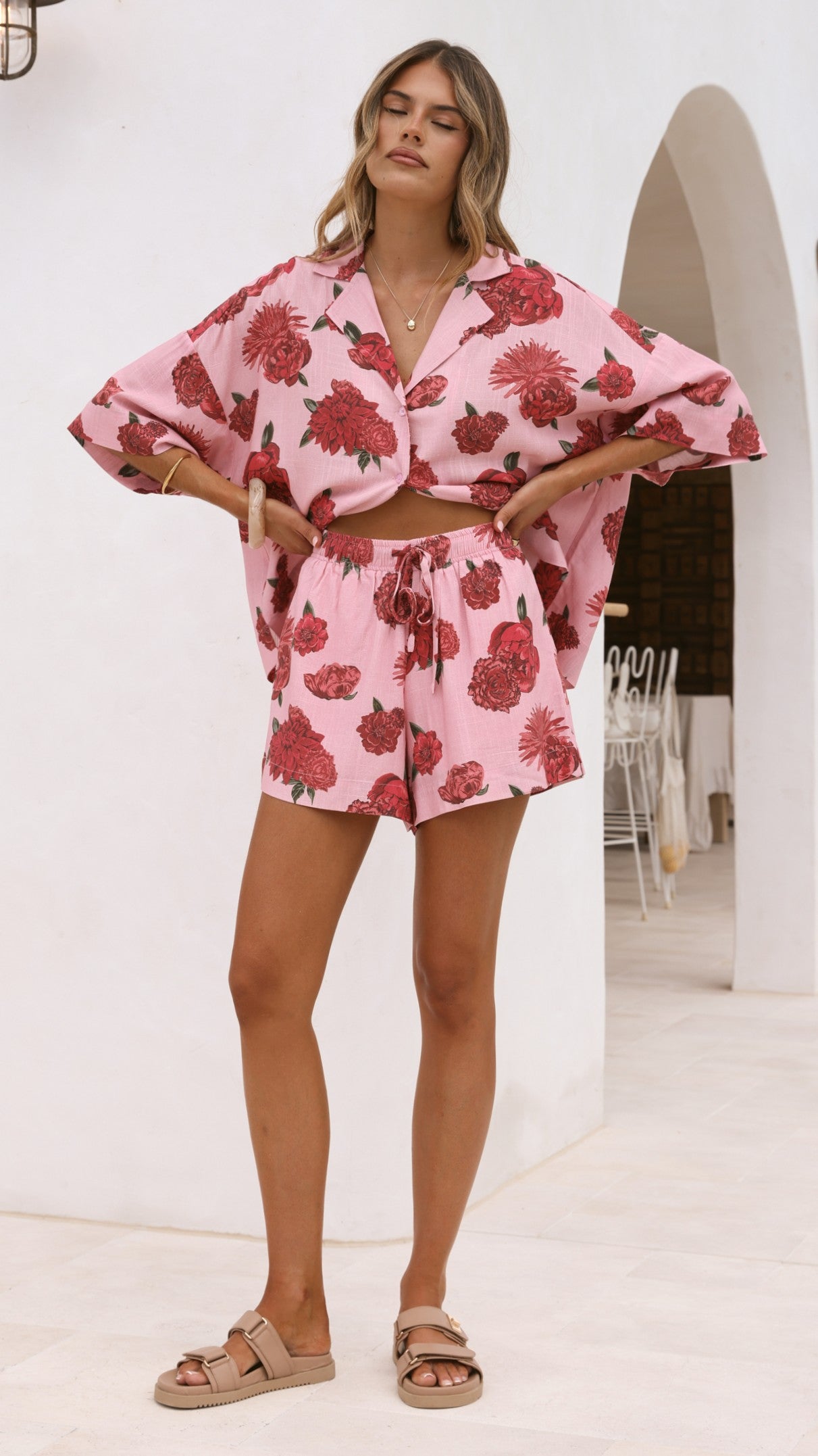 Luna Button Up Shirt - Dahlia Rouge - Billy J