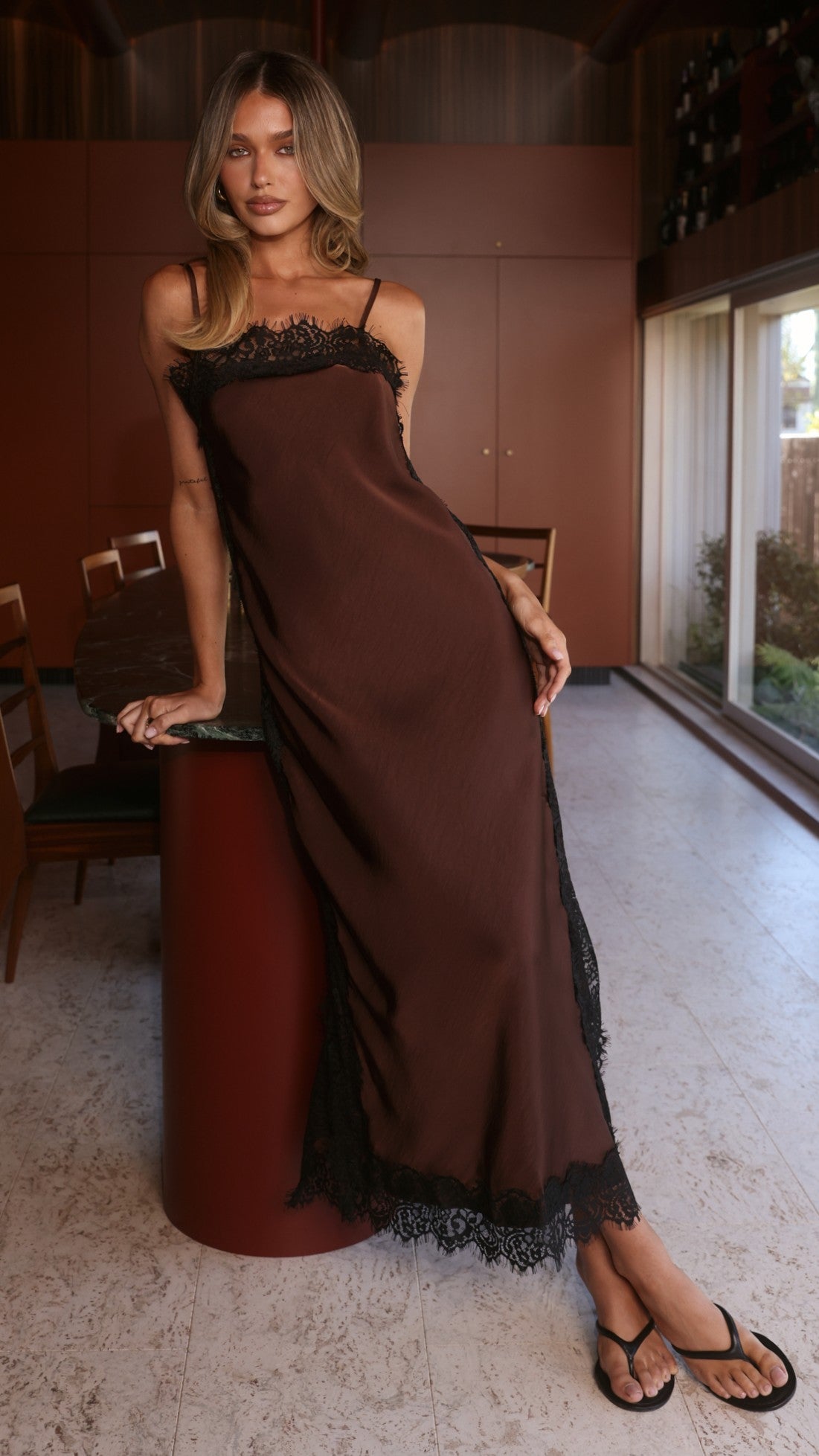 Naliah Maxi Dress - Chocolate/Black - Billy J