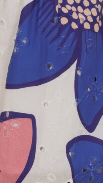 Eloise Eyelet Shorts - Botanic Blue/Pink Print - Billy J