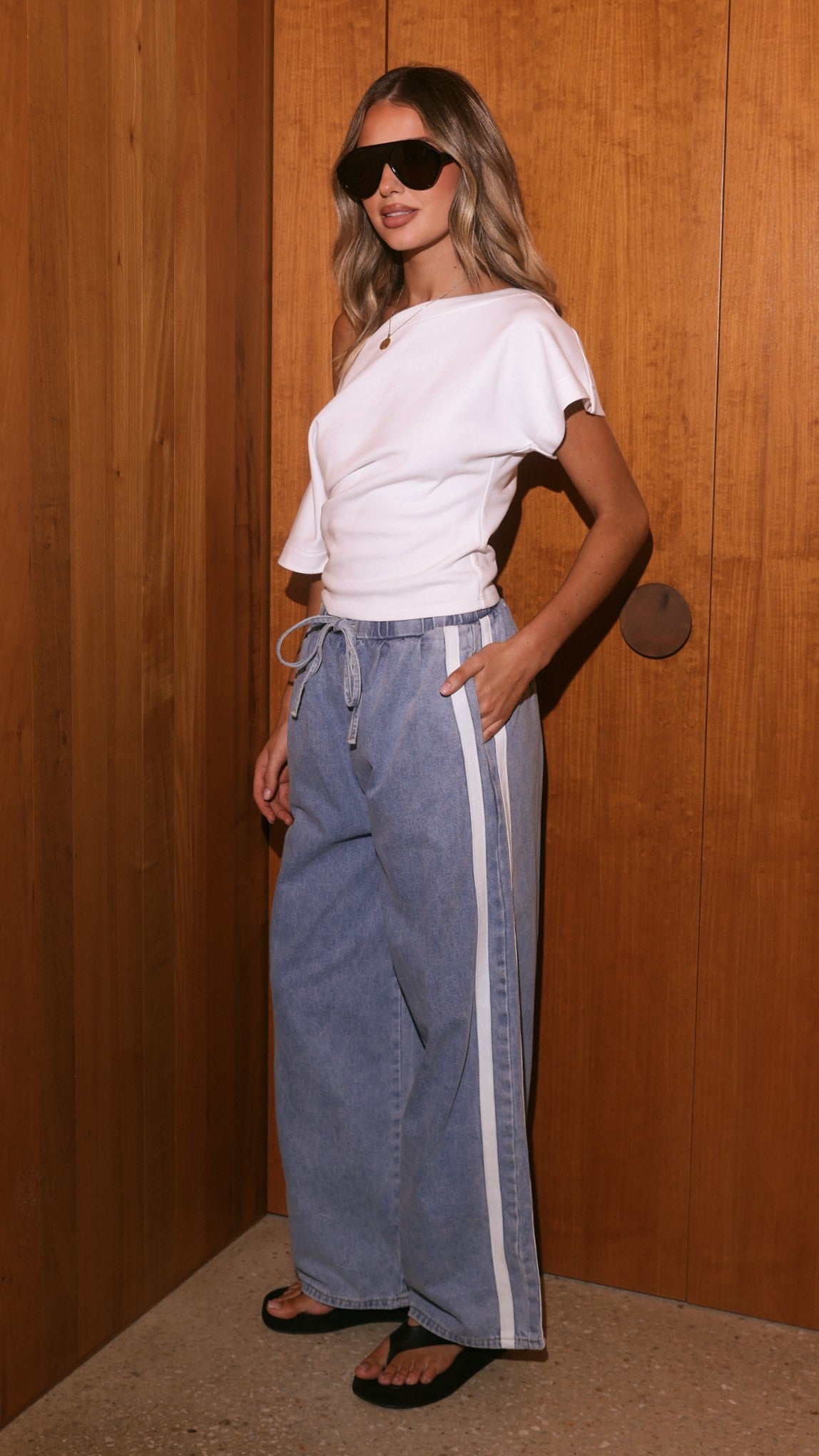 Jazlyn Denim Pants - Light Blue/White - Billy J