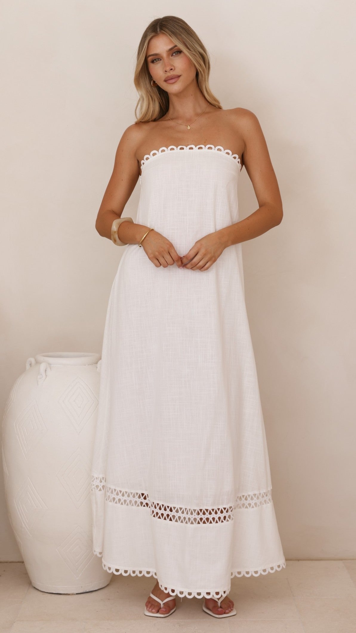 Sandra Maxi Dress - White - Billy J
