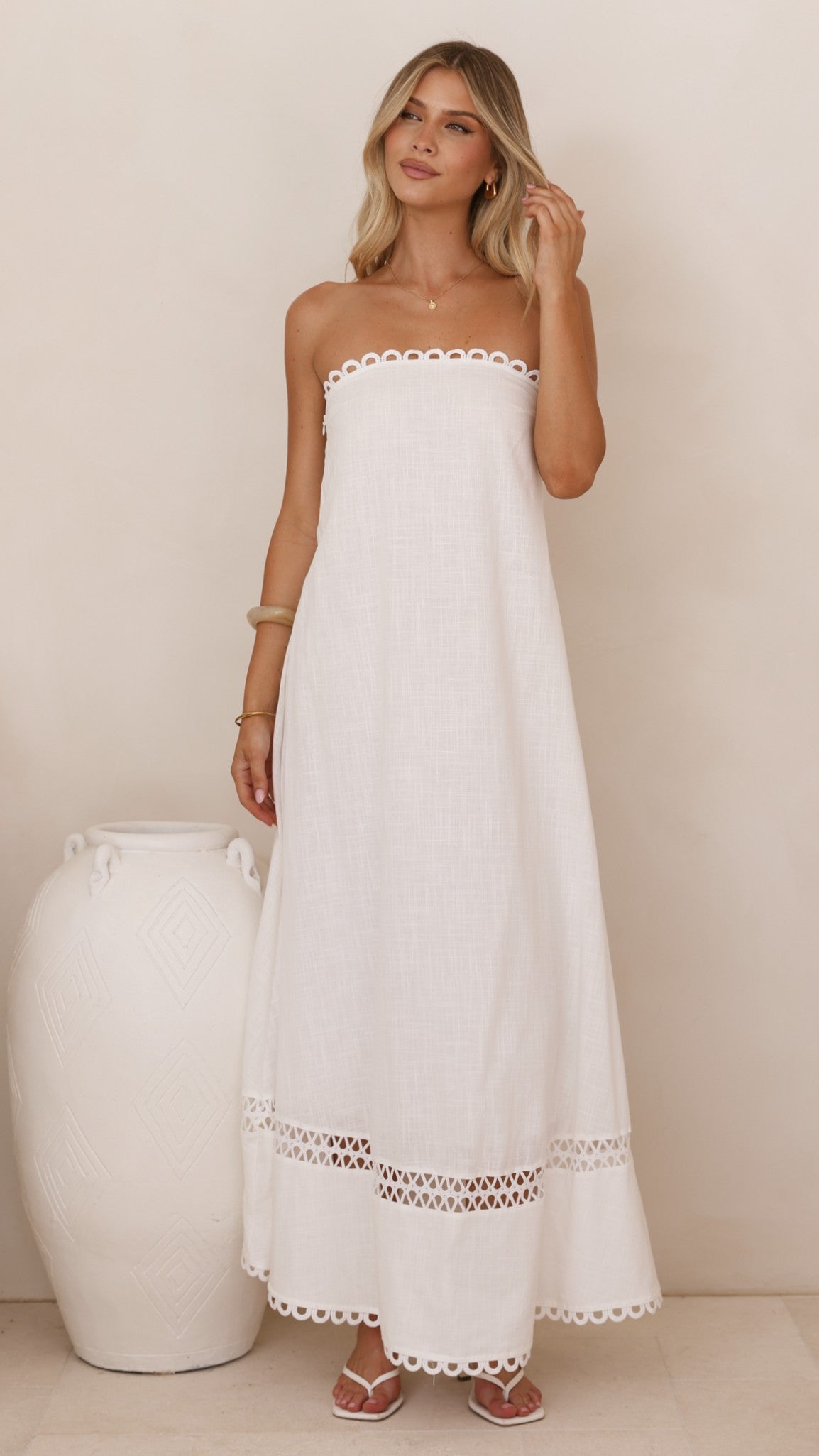 Sandra Maxi Dress - White - Billy J