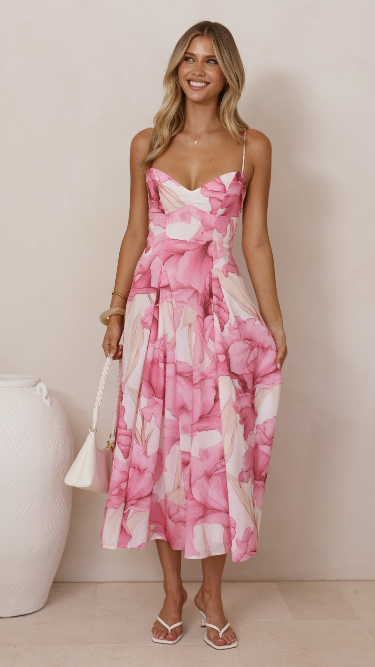 billy j pink floral dress 6 / Pink Floral