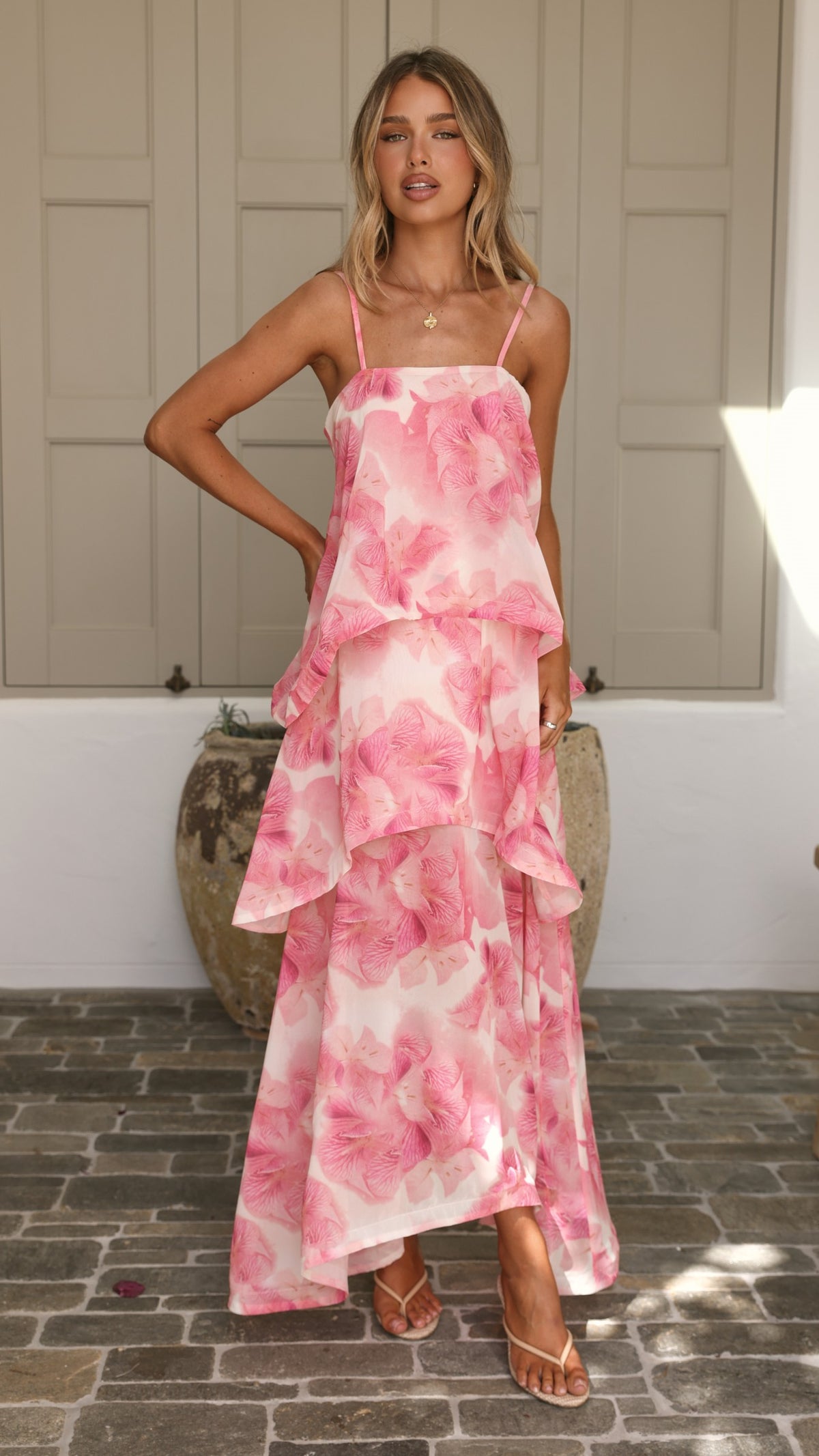 Oaklee Maxi Dress - Pink Floral - Billy J
