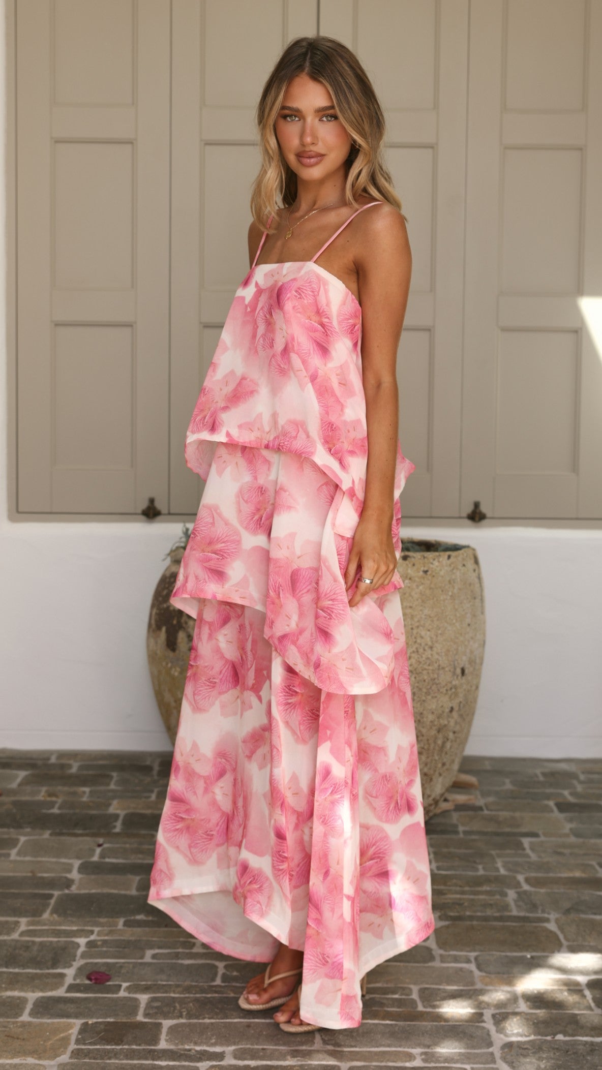 Oaklee Maxi Dress - Pink Floral - Billy J