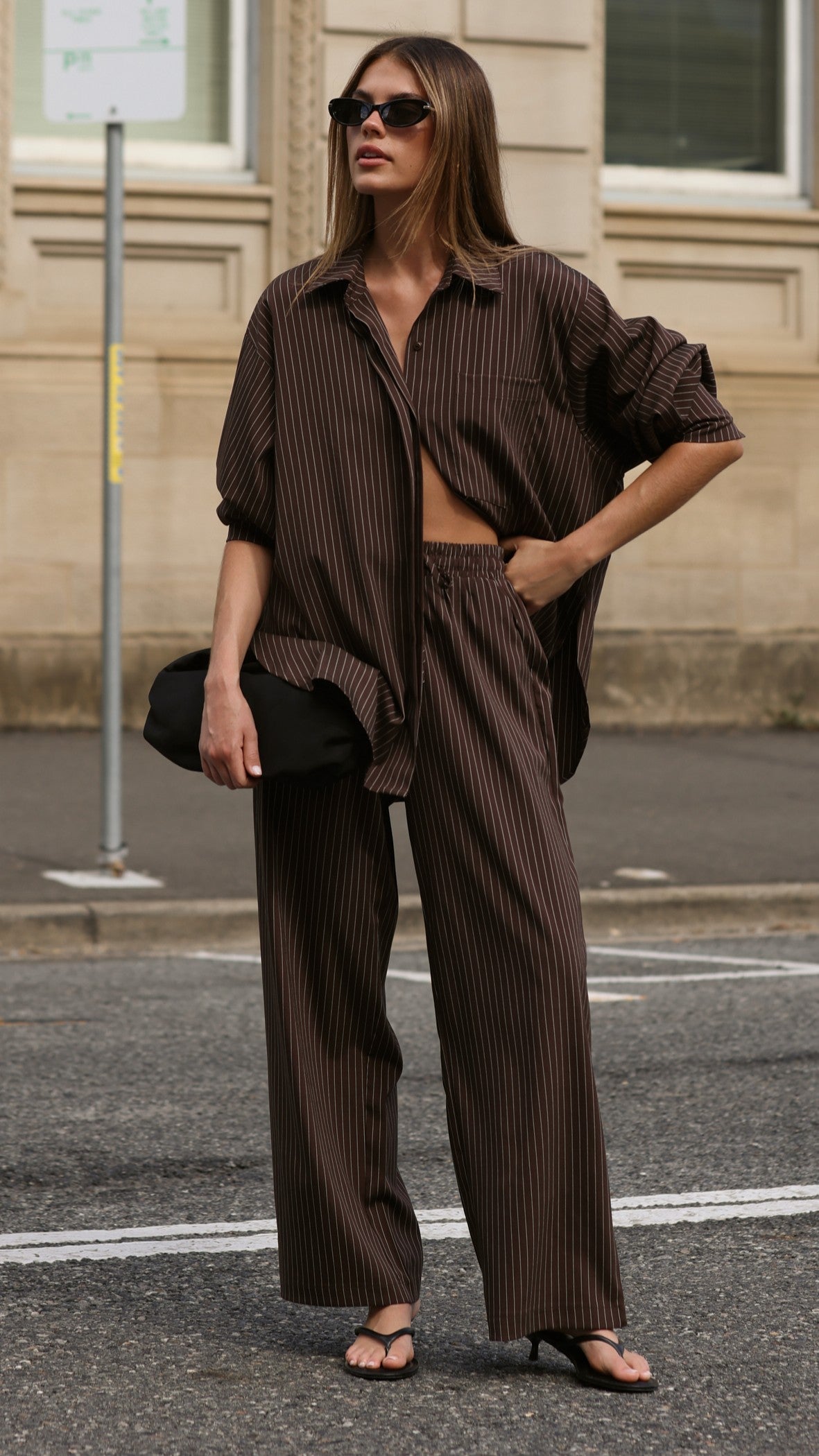 Zaila Pants - Chocolate/White Stripe - Billy J
