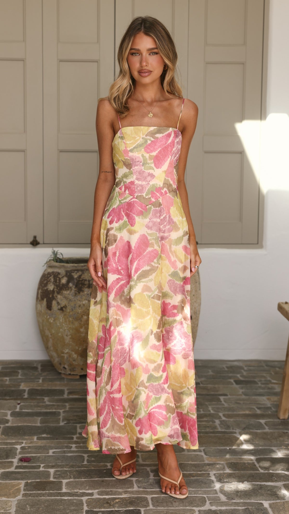 Mylee Maxi Dress - Pink/Yellow Floral - Billy J