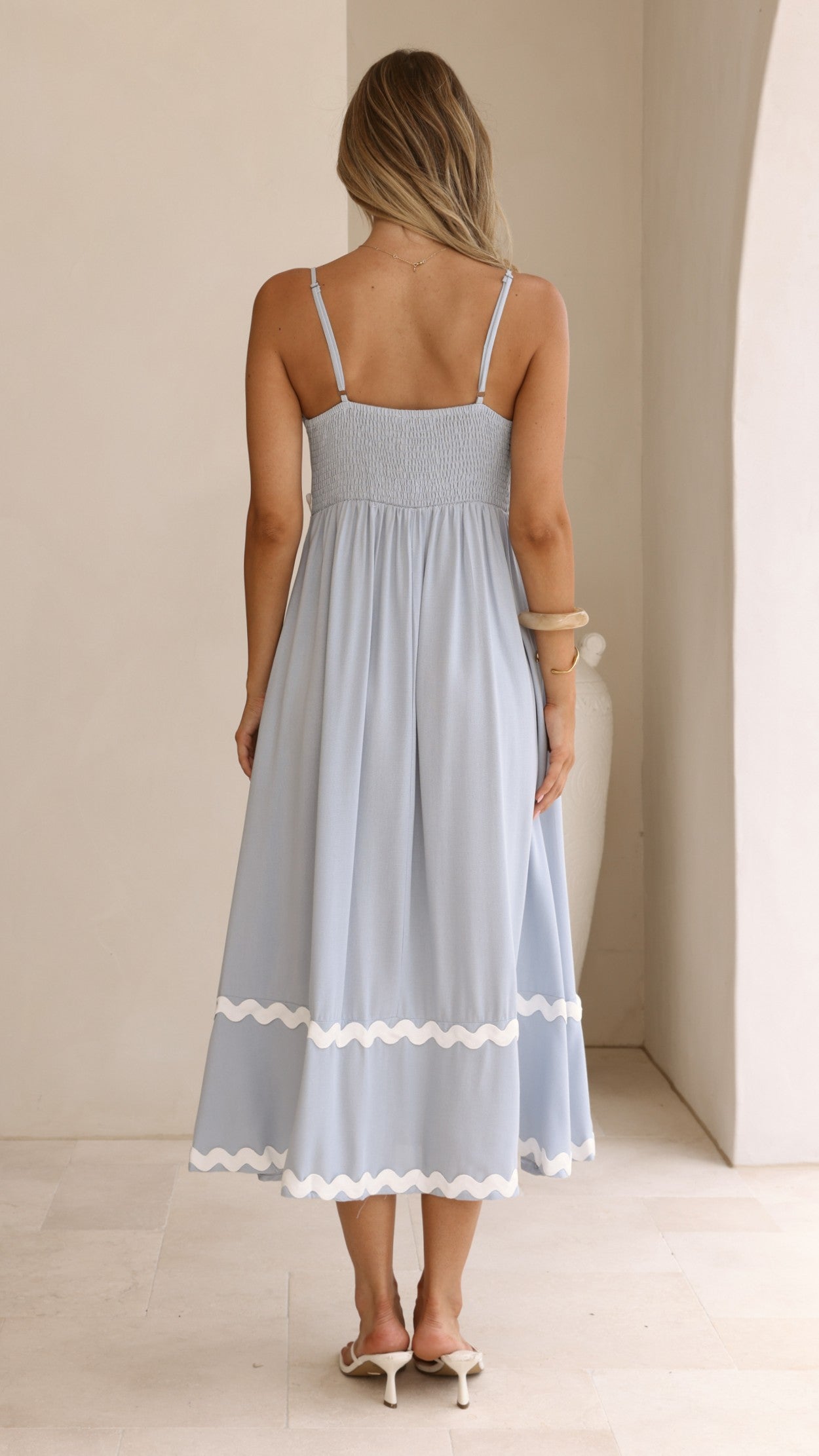 Seraphina Midi Dress - Blue/White - Billy J