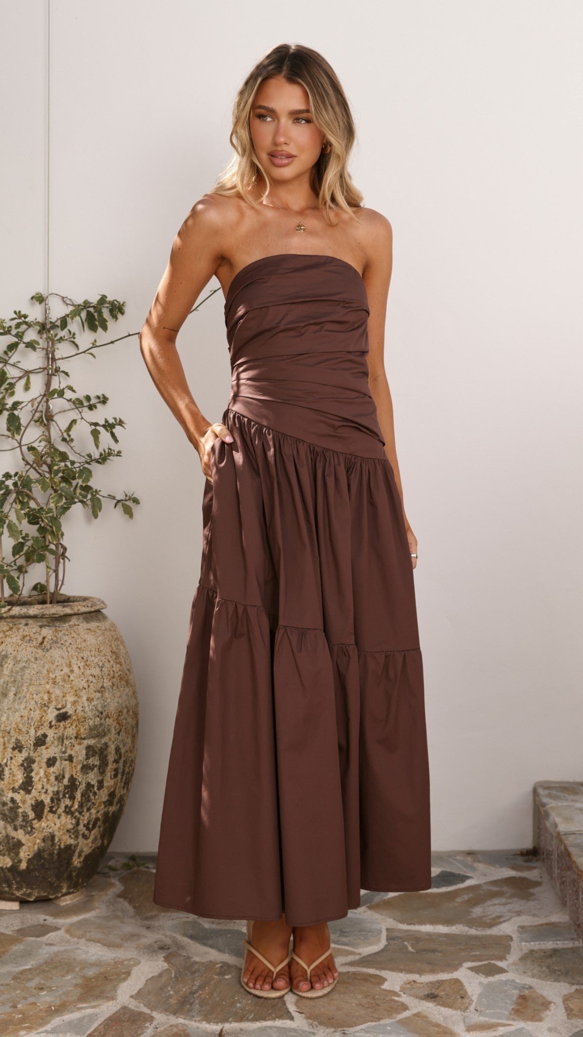 Nia Maxi Dress - Chocolate - Billy J