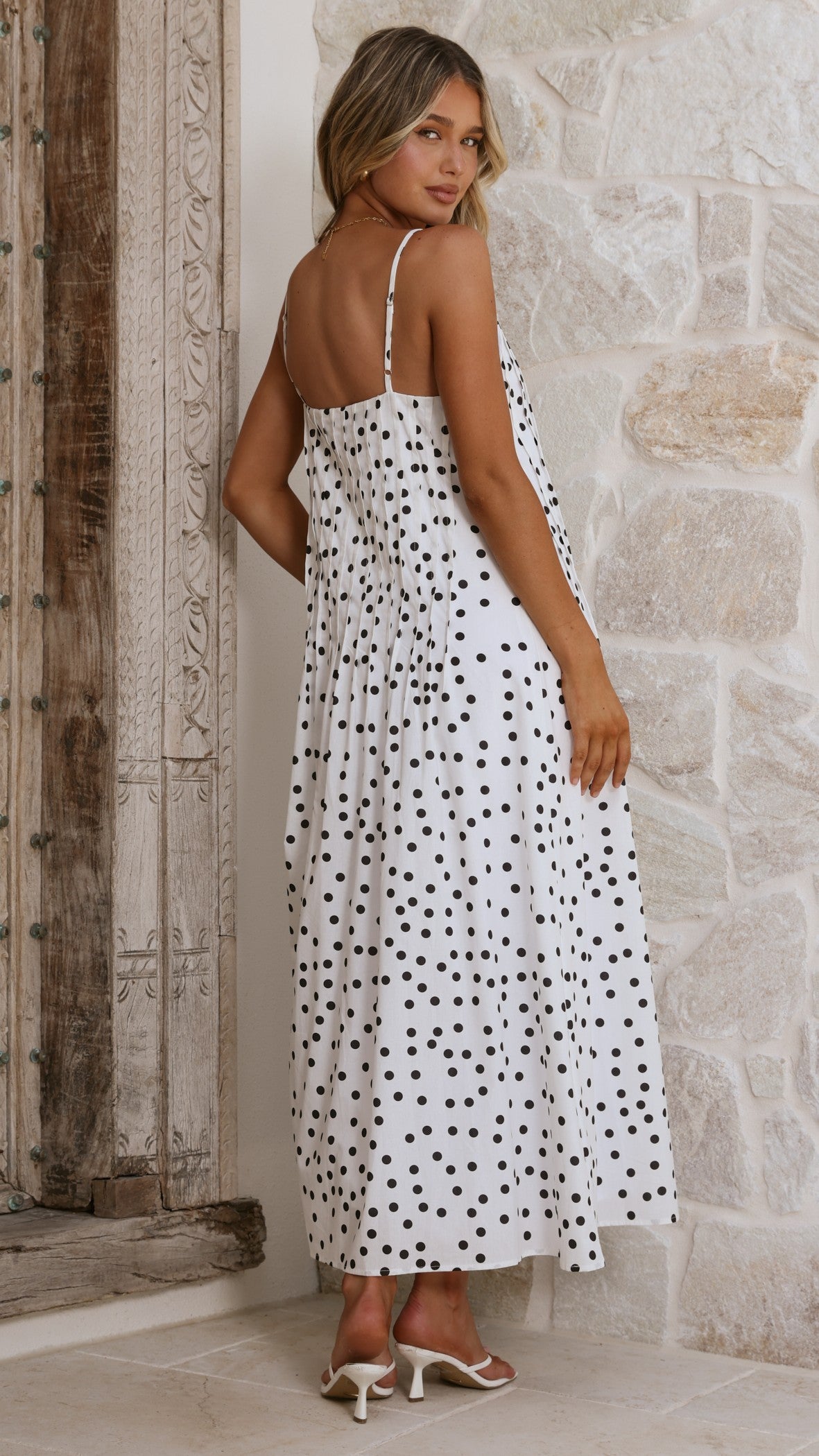 Dimmi Maxi Dress - White/Black Polka - Billy J