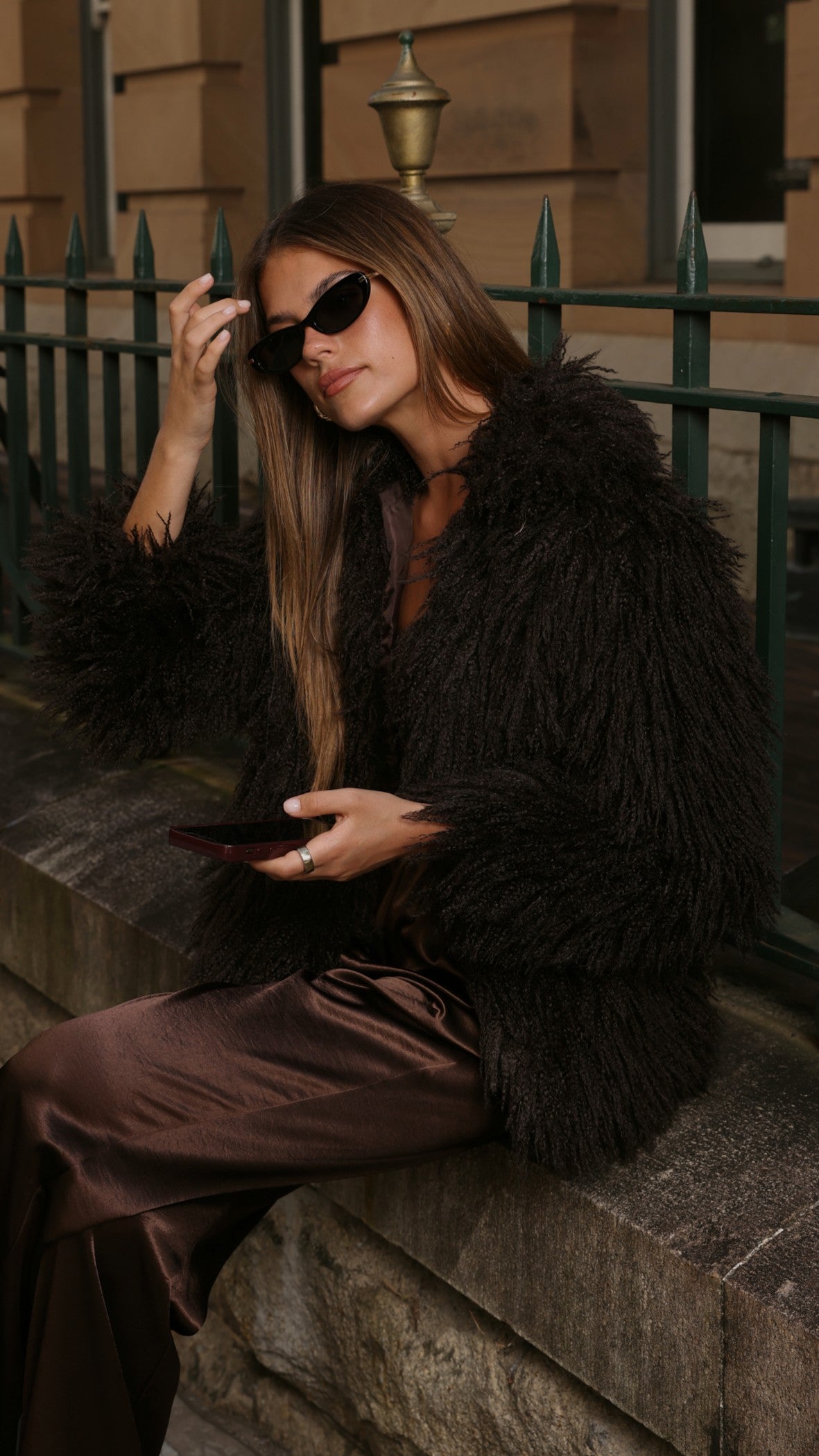 Chantelle Fur Jacket - Chocolate - Billy J