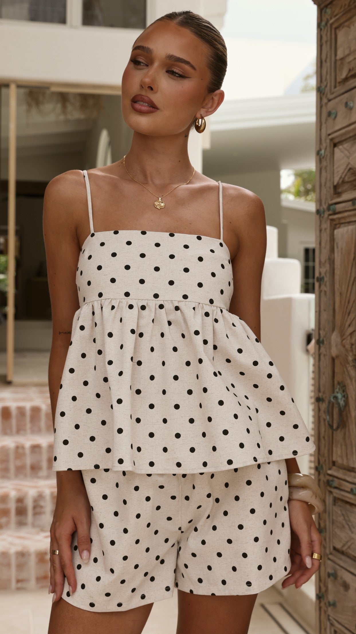 Vika Shorts - Beige/Black Polka Dot - Billy J