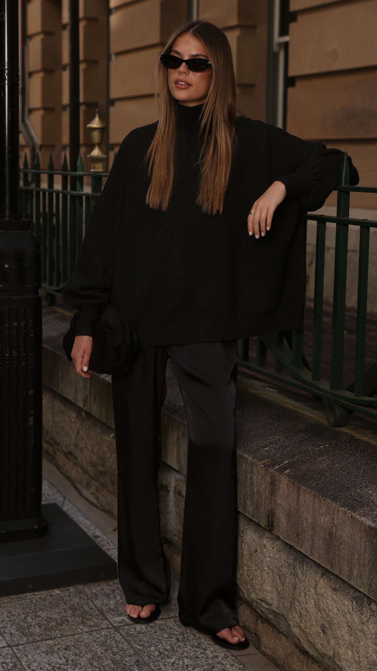 Imogen Button Pants - Black - Billy J