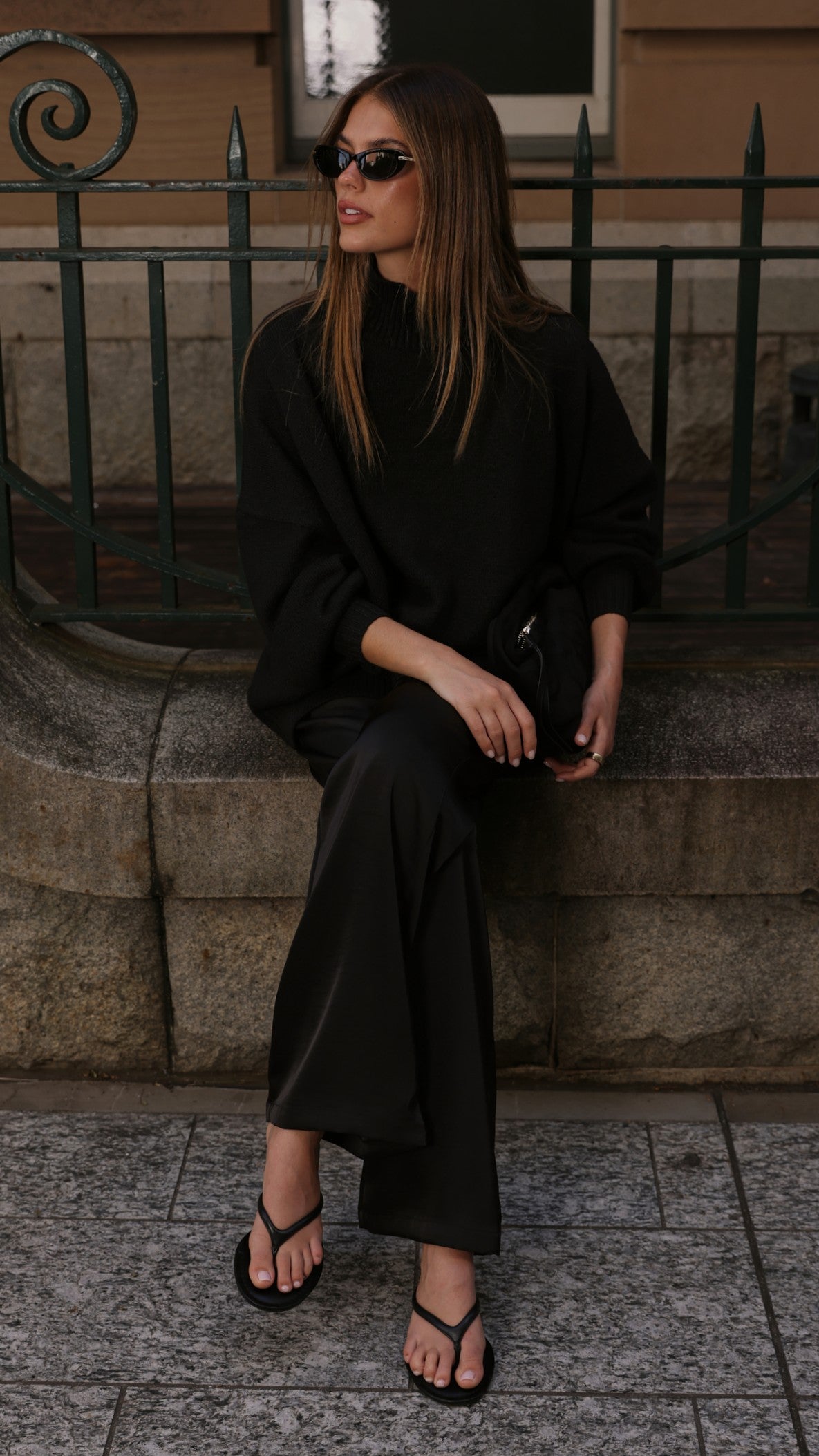 Imogen Button Pants - Black - Billy J