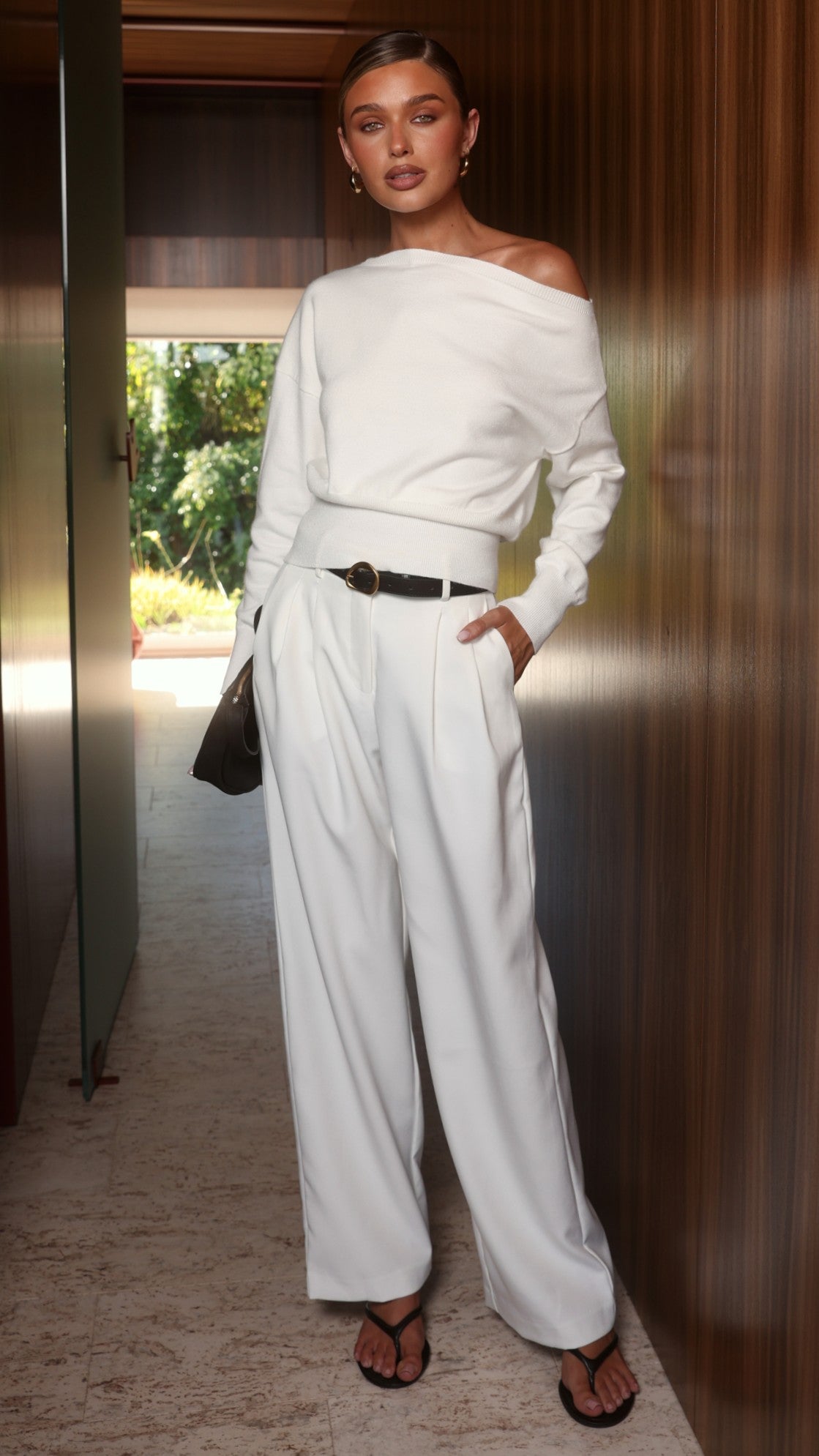 Talia Off Shoulder Top - White - Billy J