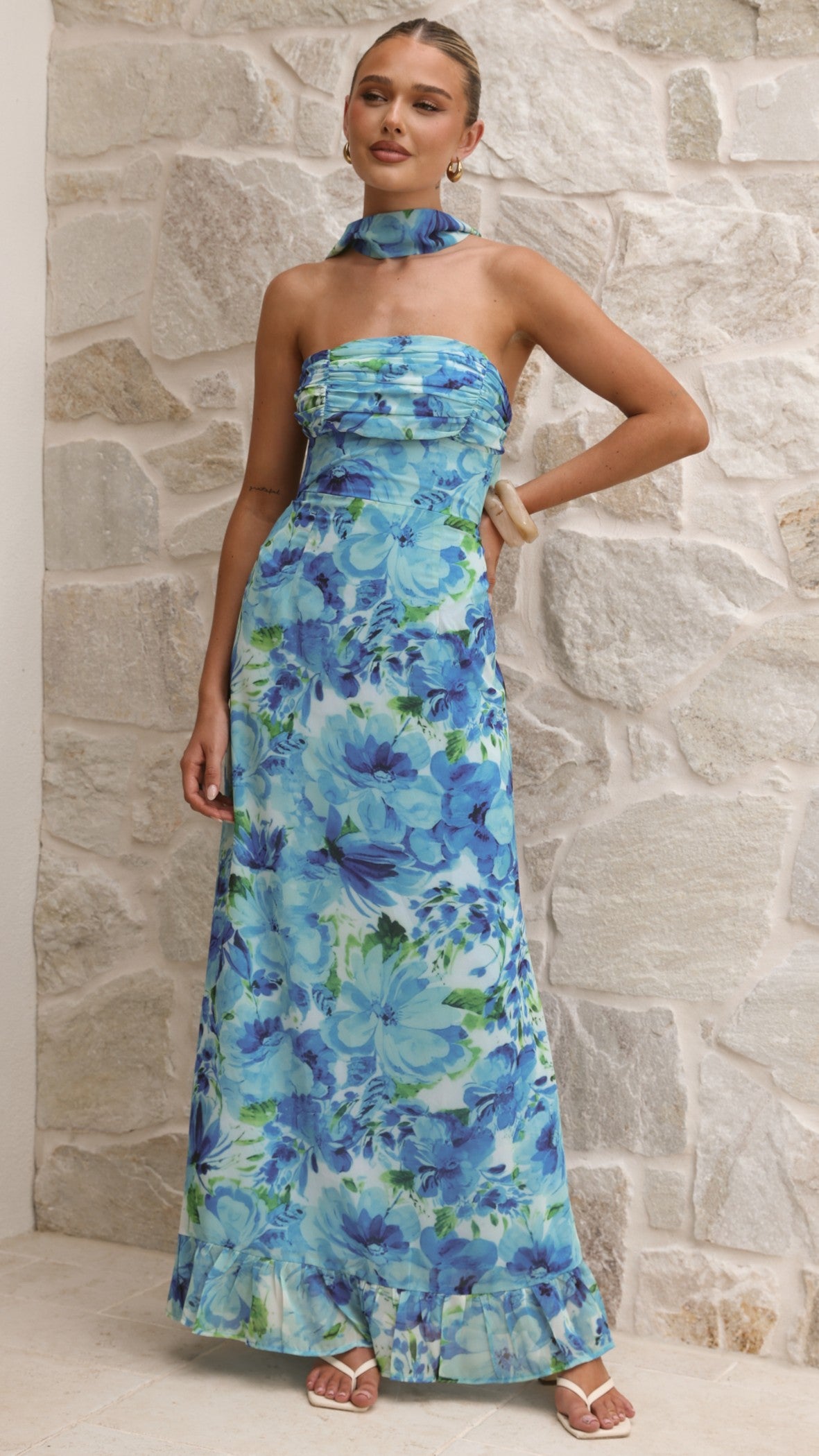 Mariposa Maxi Dress - Blue Floral - Billy J