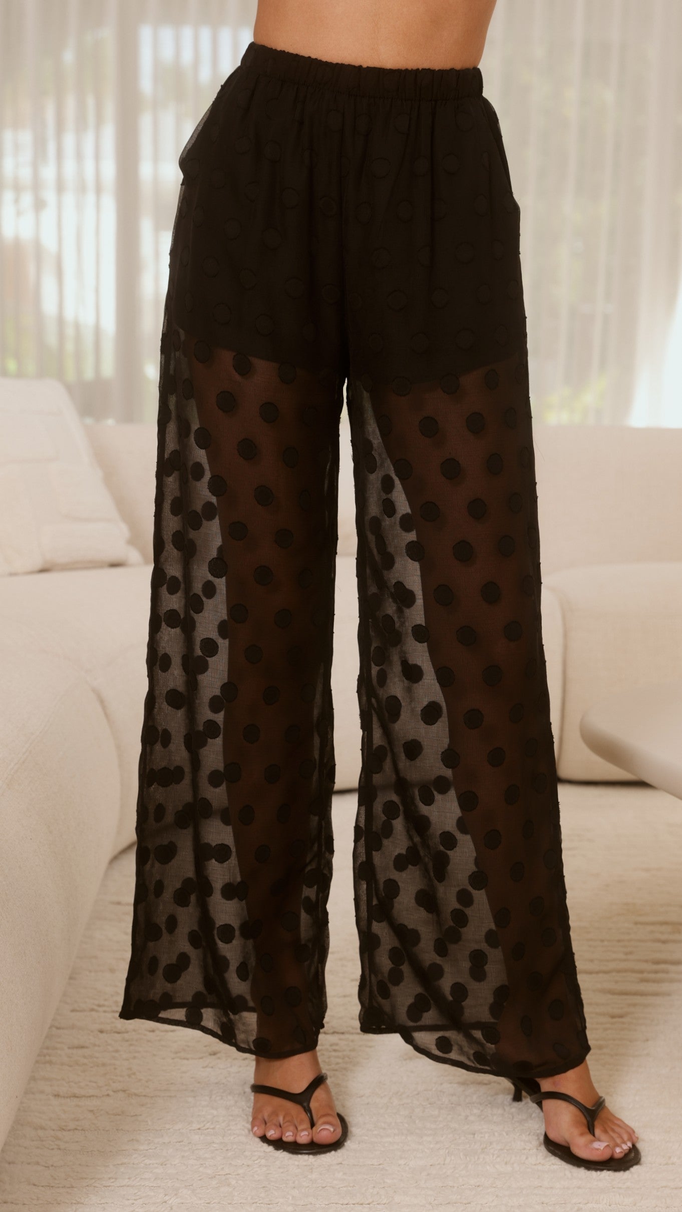 Rubi Top and Pants Semi Sheer Set - Black Spot - Billy J