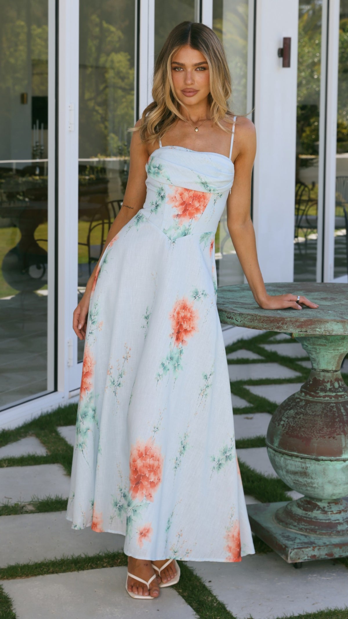 Rylee Maxi Dress - Blue/Orange Floral - Billy J