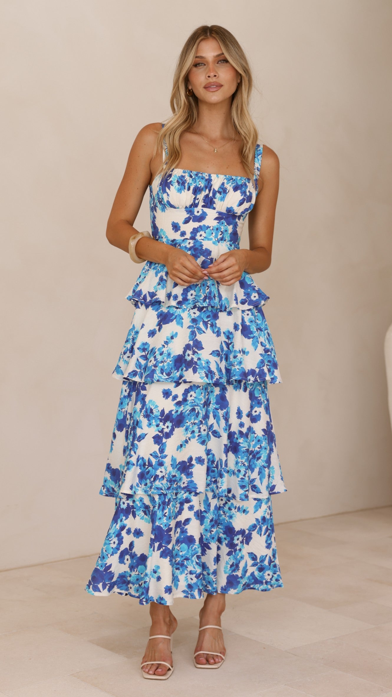 Odilia Maxi Dress - Blue/White Floral - Billy J