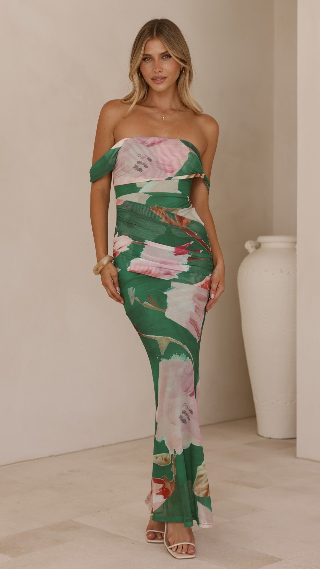 Lena Maxi Dress - Green Floral - Billy J