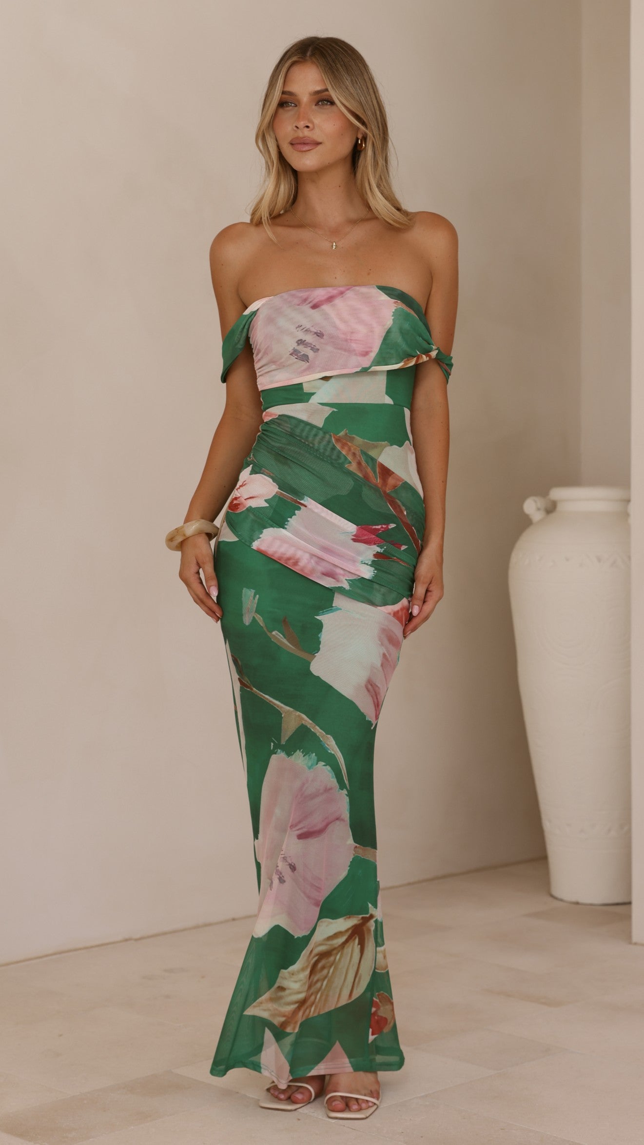 Lena Maxi Dress - Green Floral - Billy J