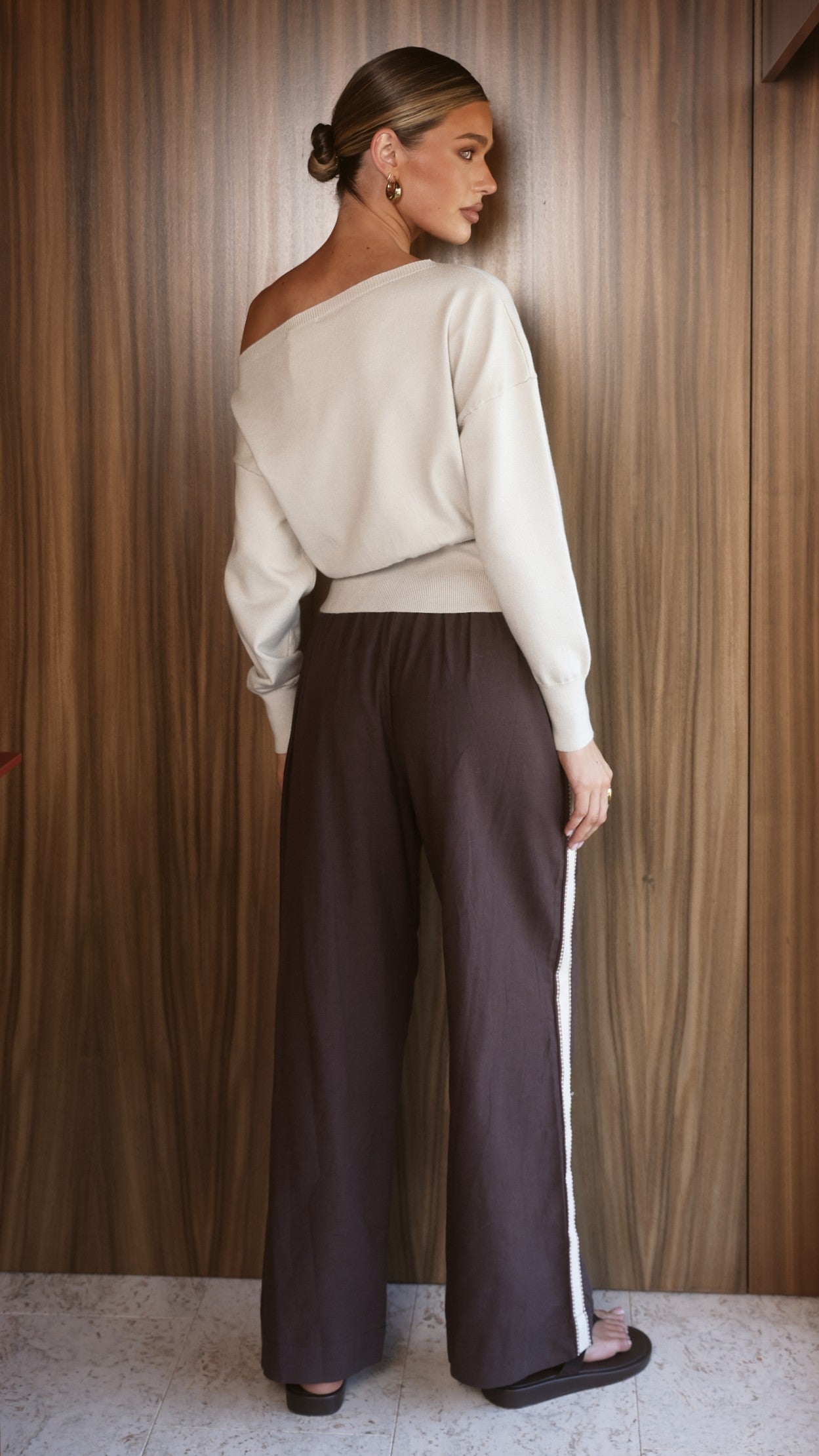 Talia Off Shoulder Top - Taupe - Billy J