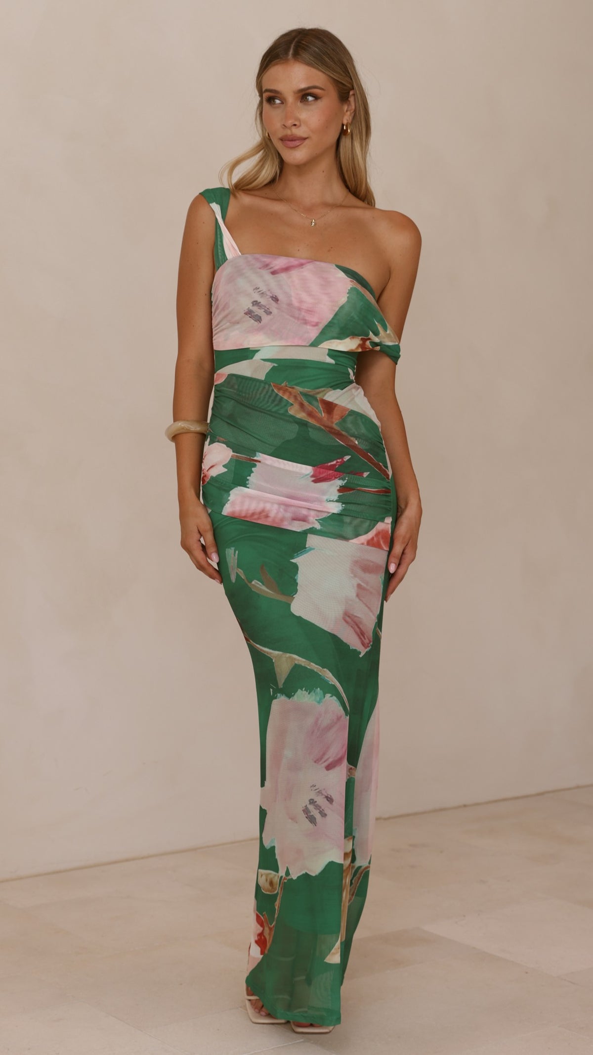 billy j green maxi dress 6 / Green Floral