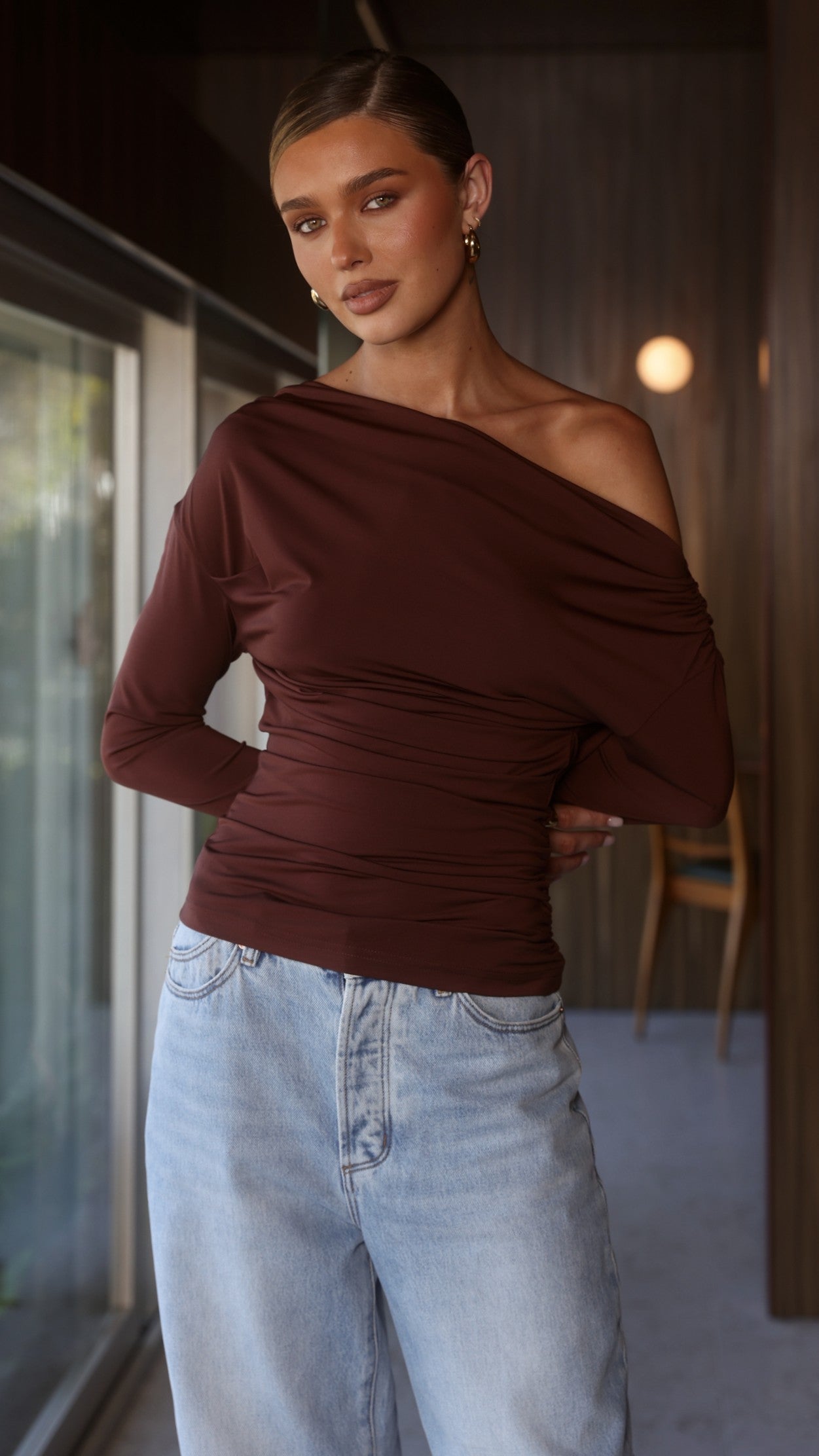Sutton Long Sleeve Top - Chocolate - Billy J