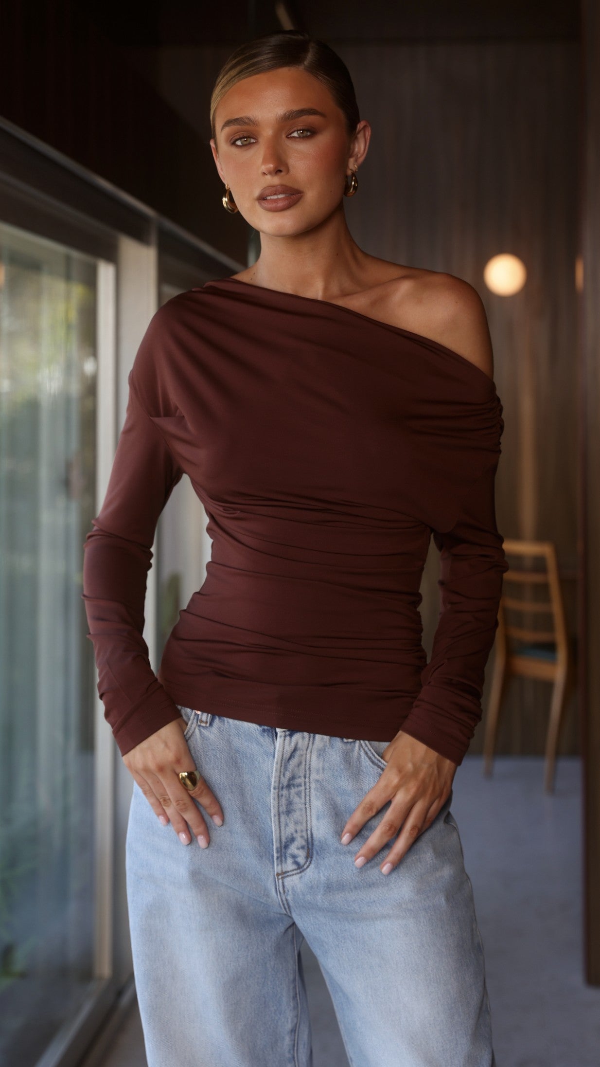 Sutton Long Sleeve Top - Chocolate - Billy J