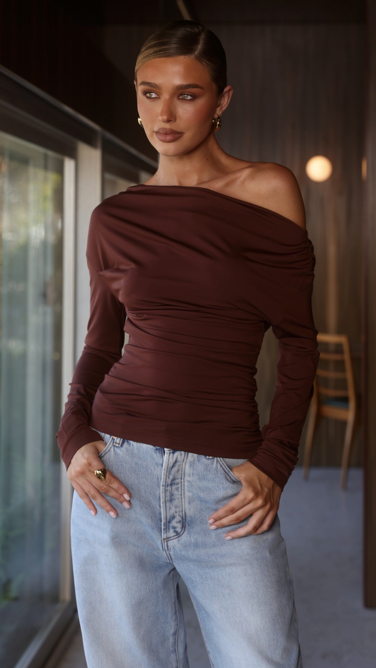 Sutton Long Sleeve Top - Chocolate - Billy J